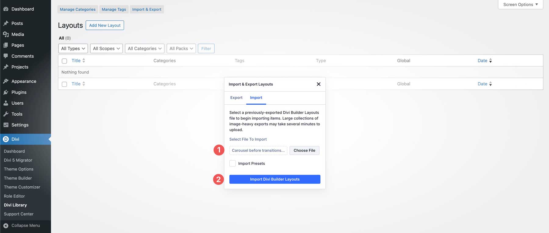 Group Carousel transition effects in Divi 5