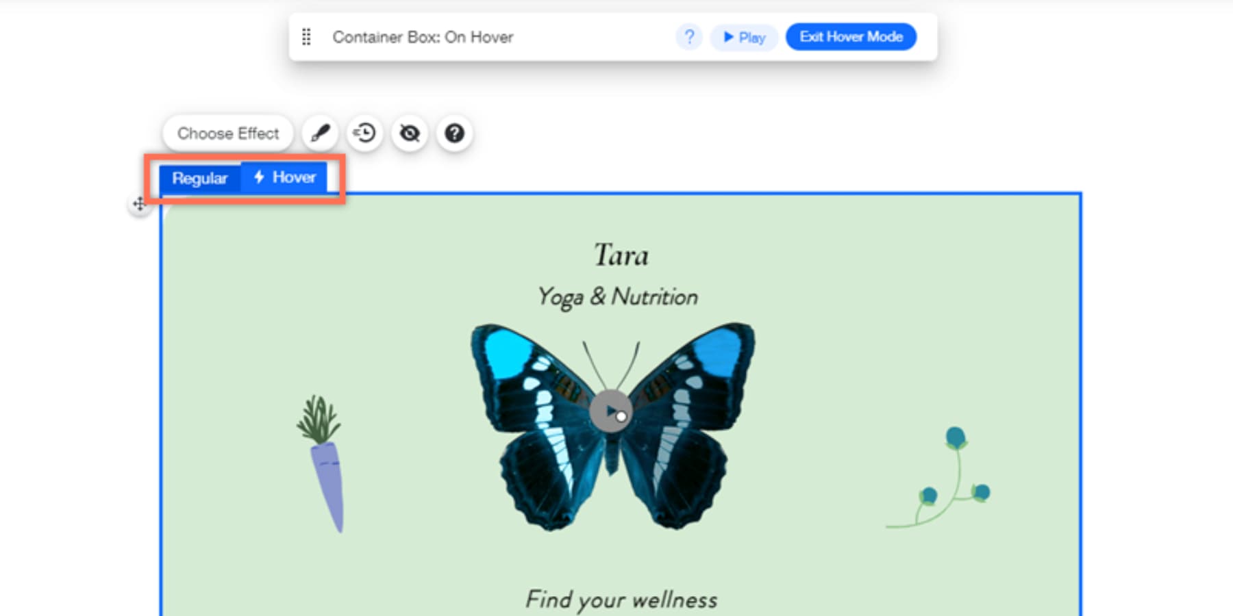 A screenshot of Wix's interaction panel from Wix's website