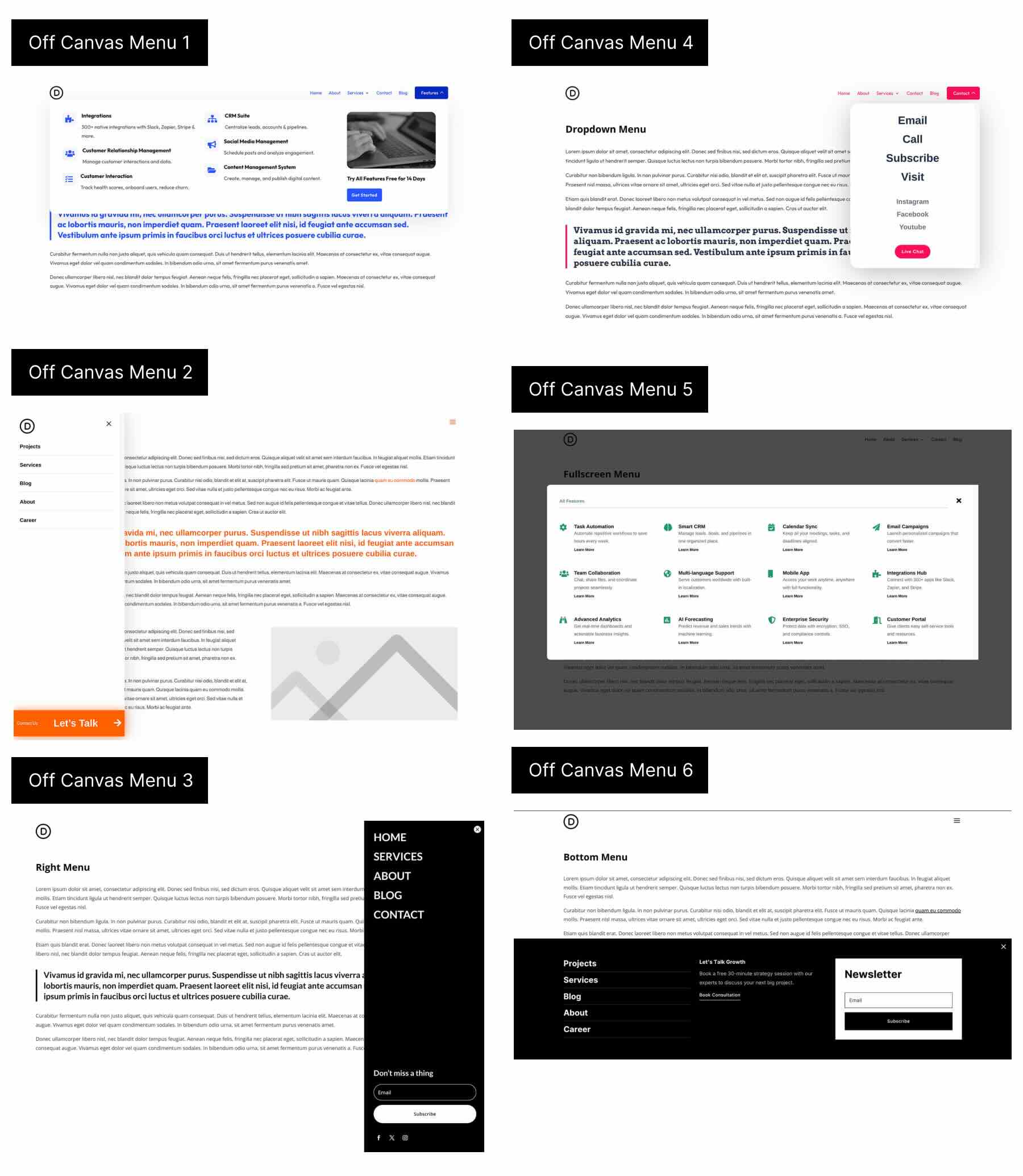 Off Canvas Menus For Divi 5