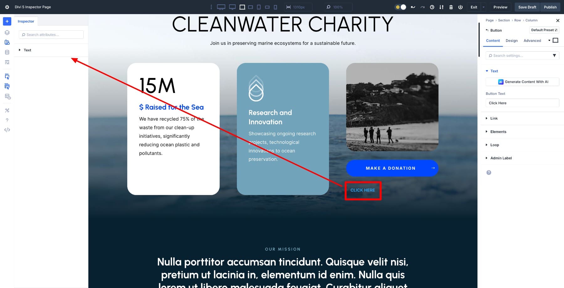 default inspector shows nothing