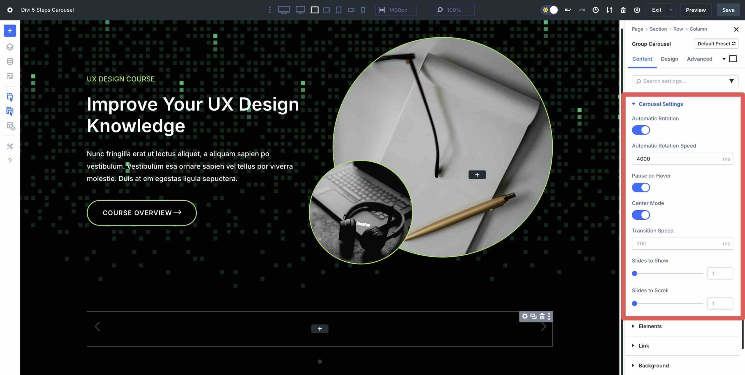 Steps Carousel with Divi 5