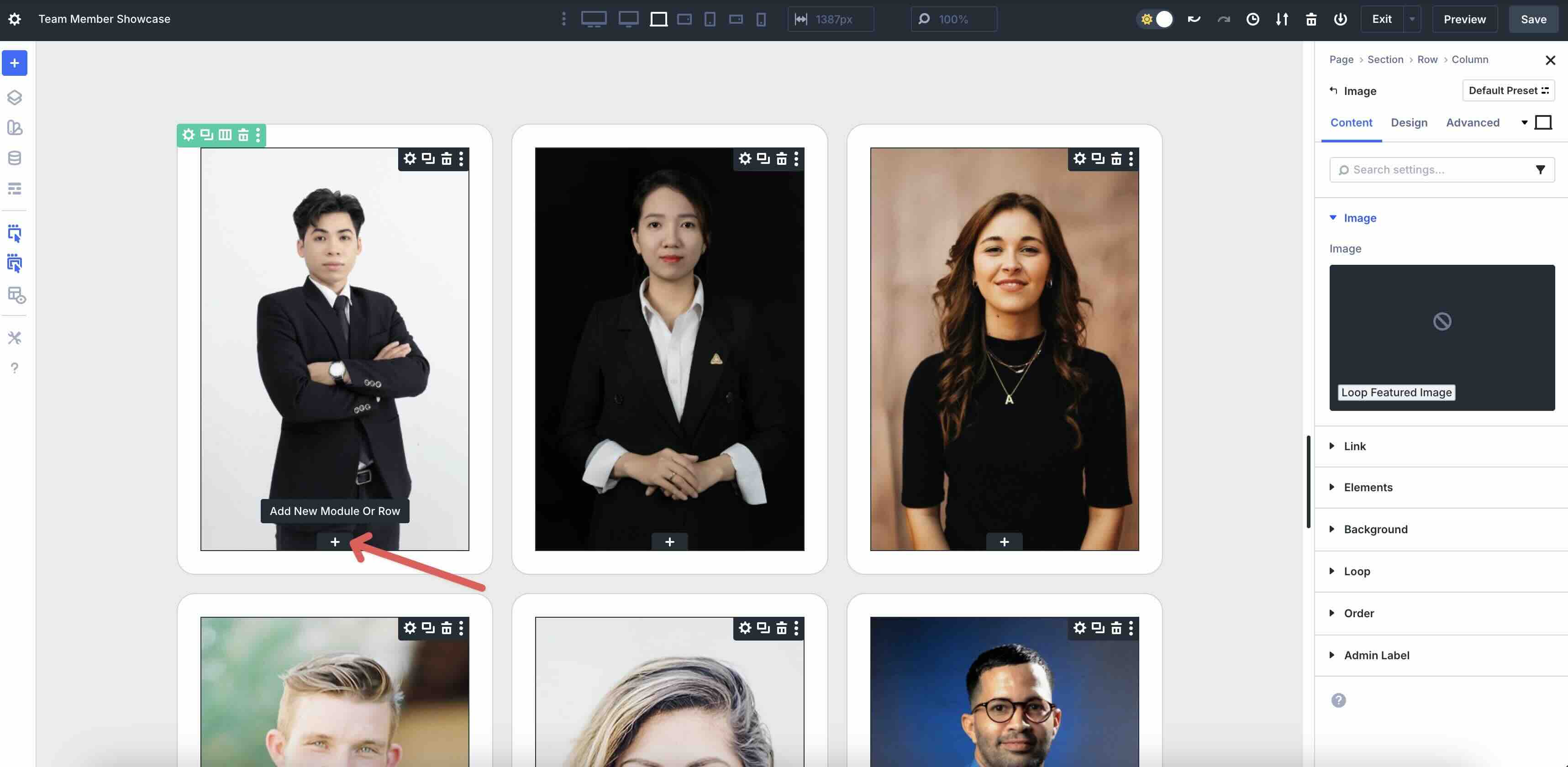 build a team directory using Loop Builder