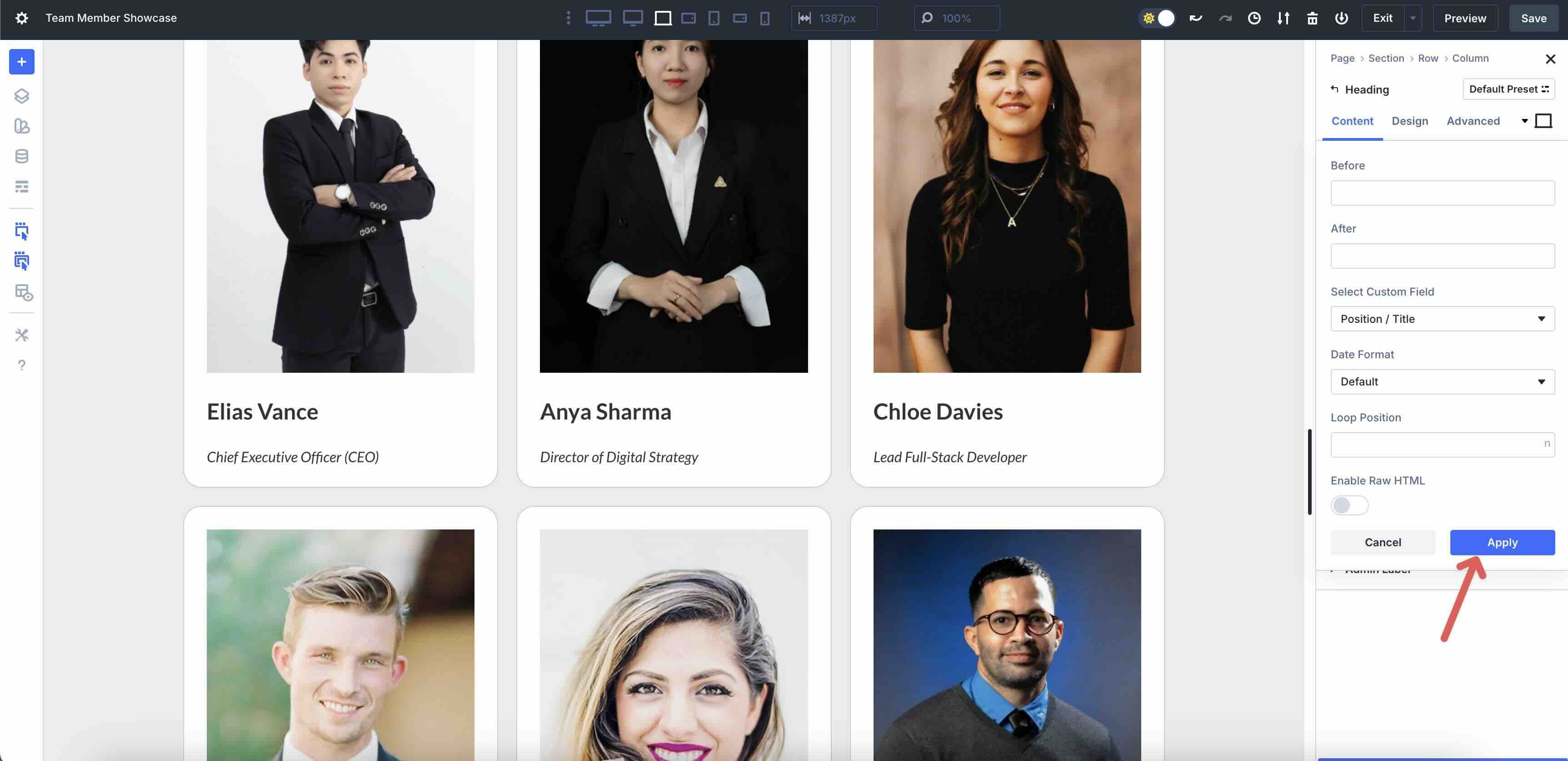 build a team directory using Loop Builder