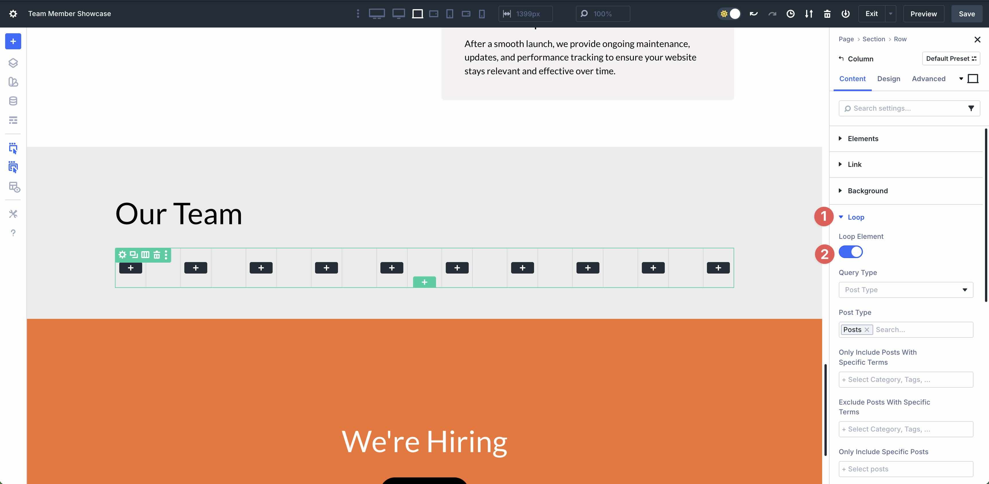 build a team directory using Loop Builder
