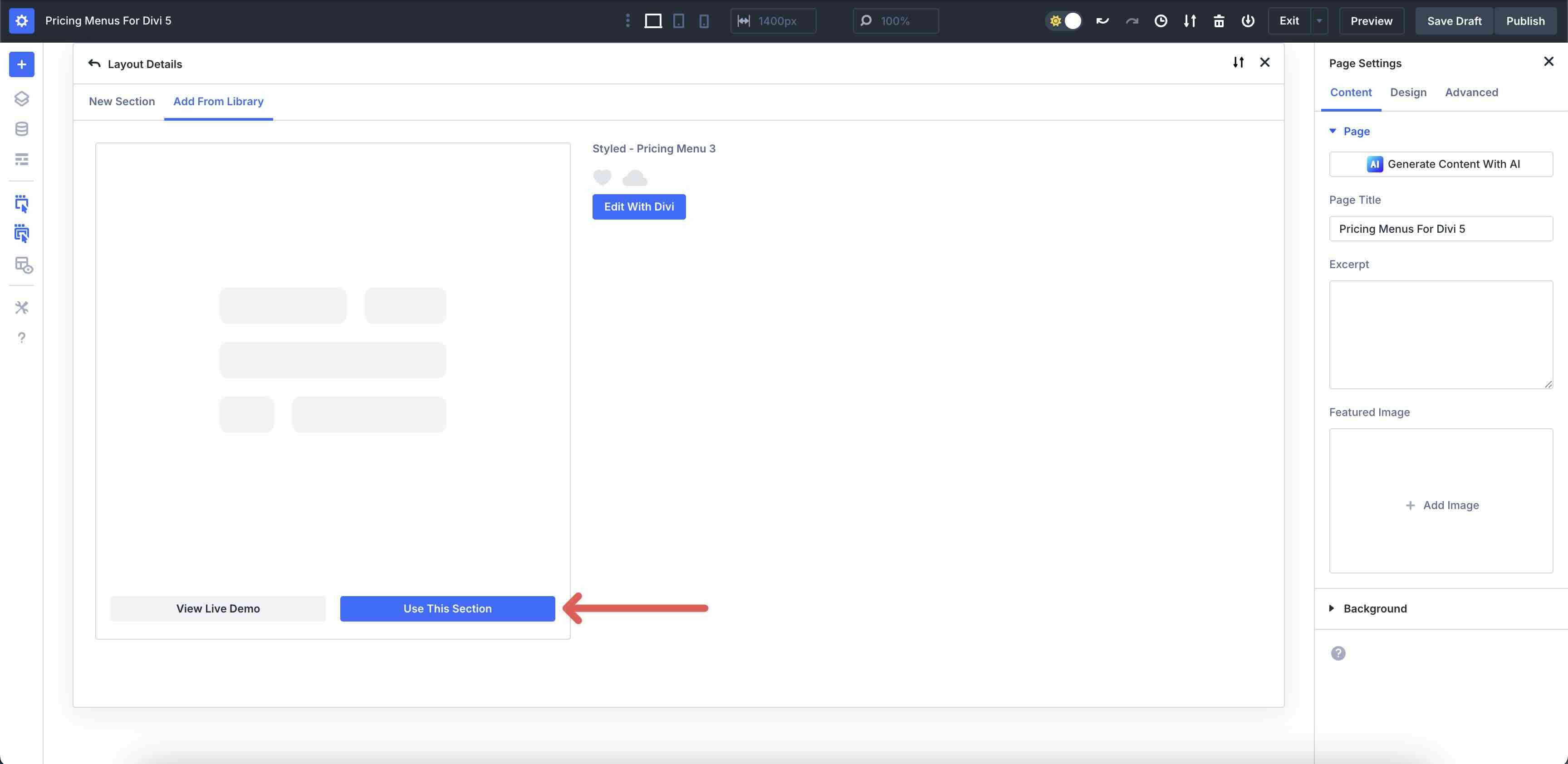 Pricing Menus For Divi 5