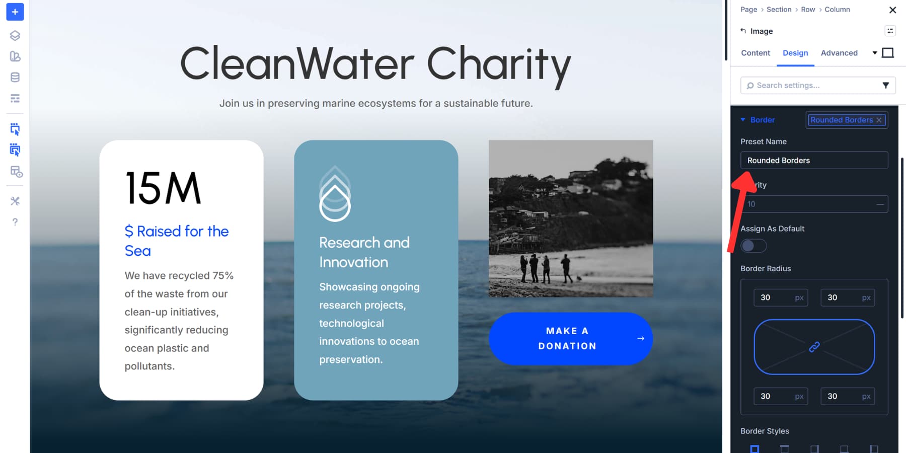 A screenshot labelling the option group preset appropriately