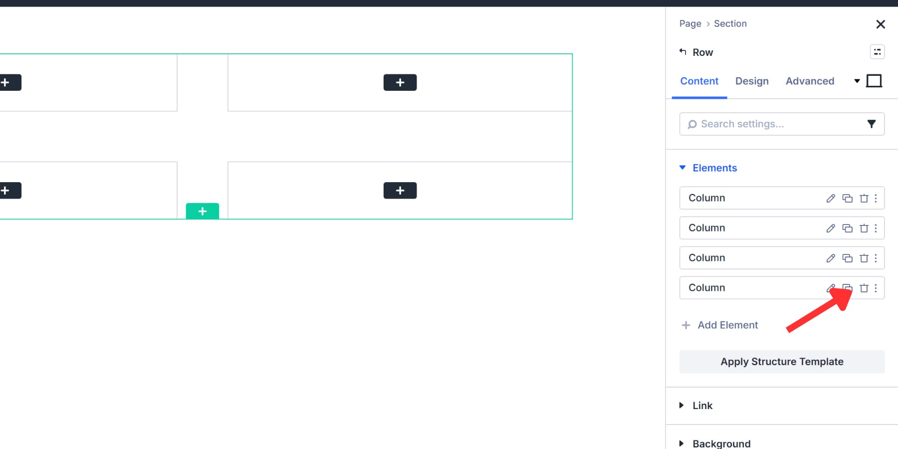 A screenshot of the delete icon for deleting a column