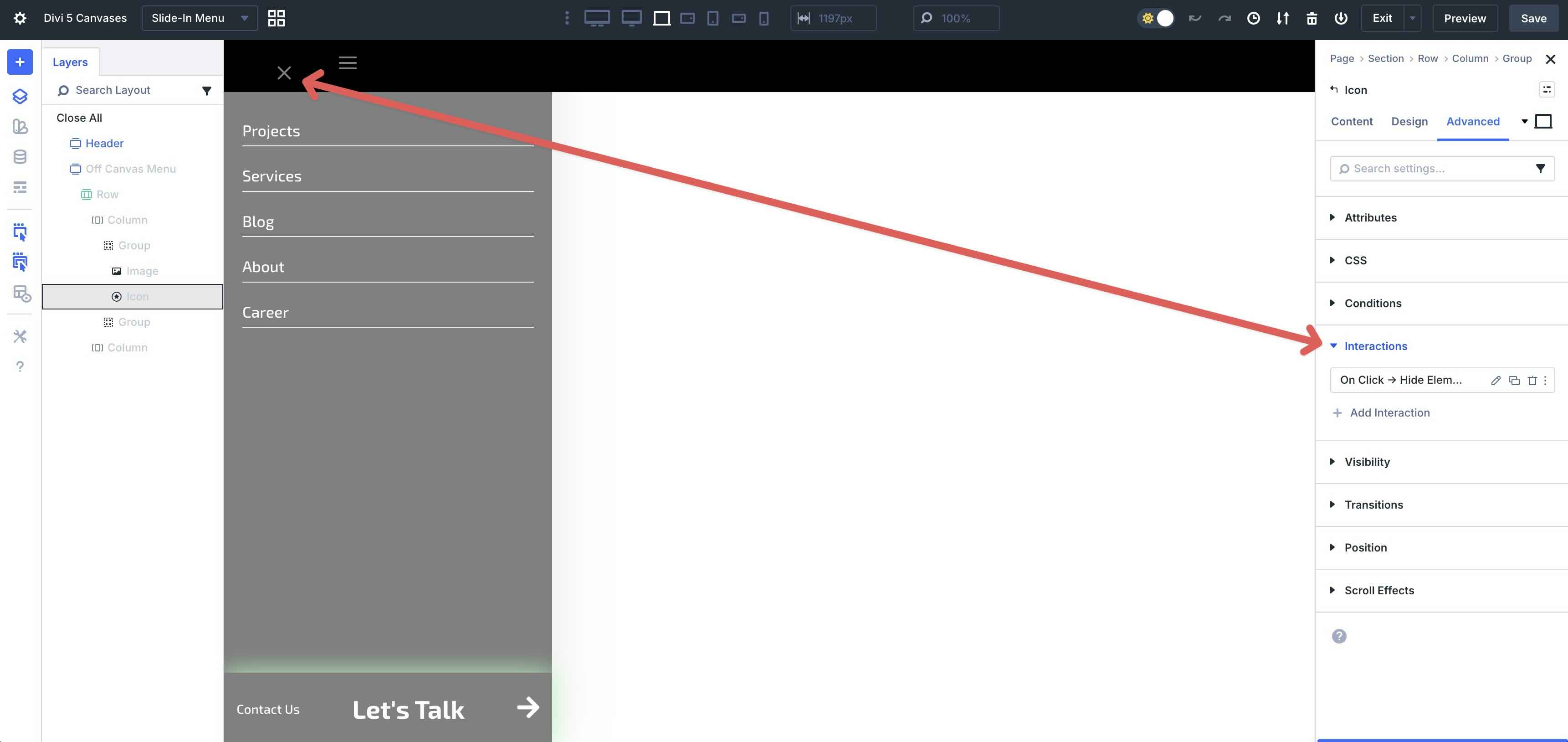 using Divi 5 Interactions with Canvases
