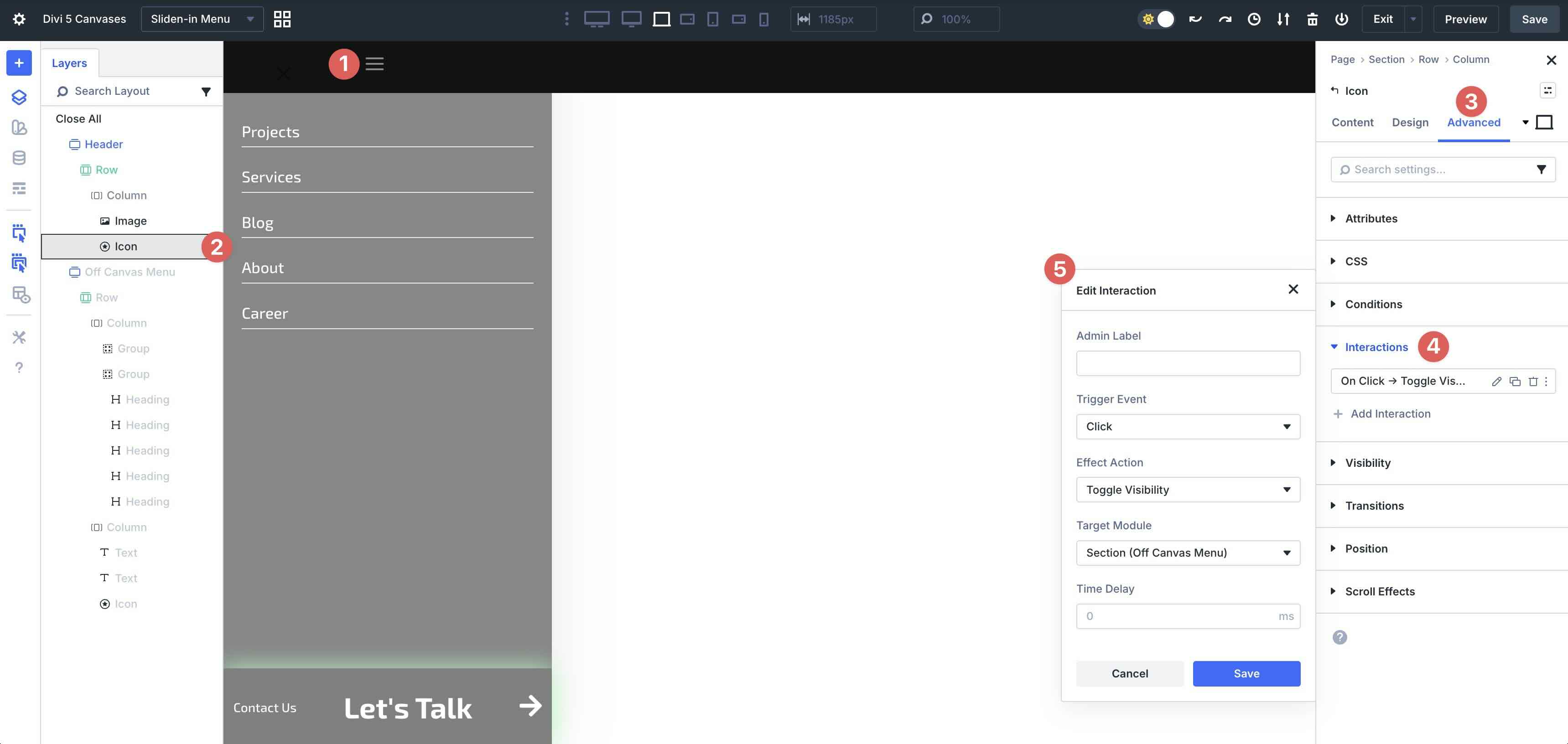 creating Interactions in Divi 5