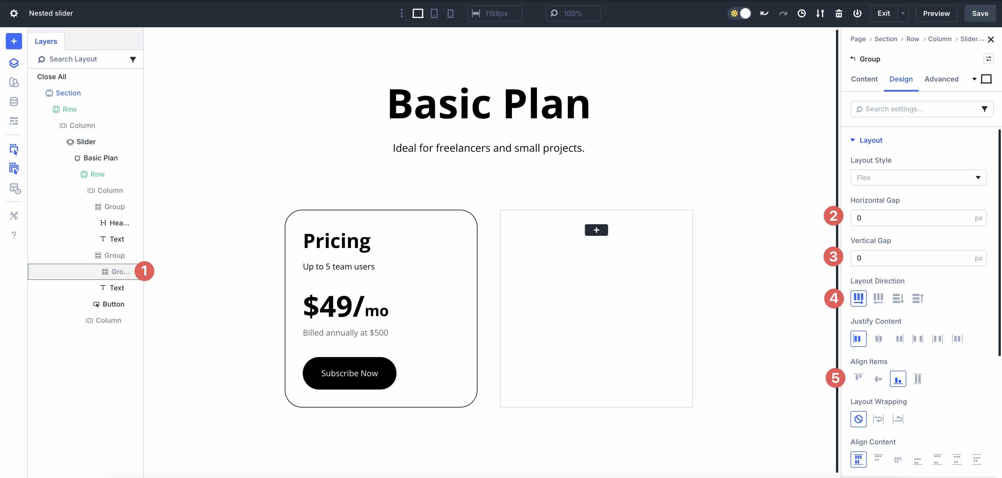 group alignment settings