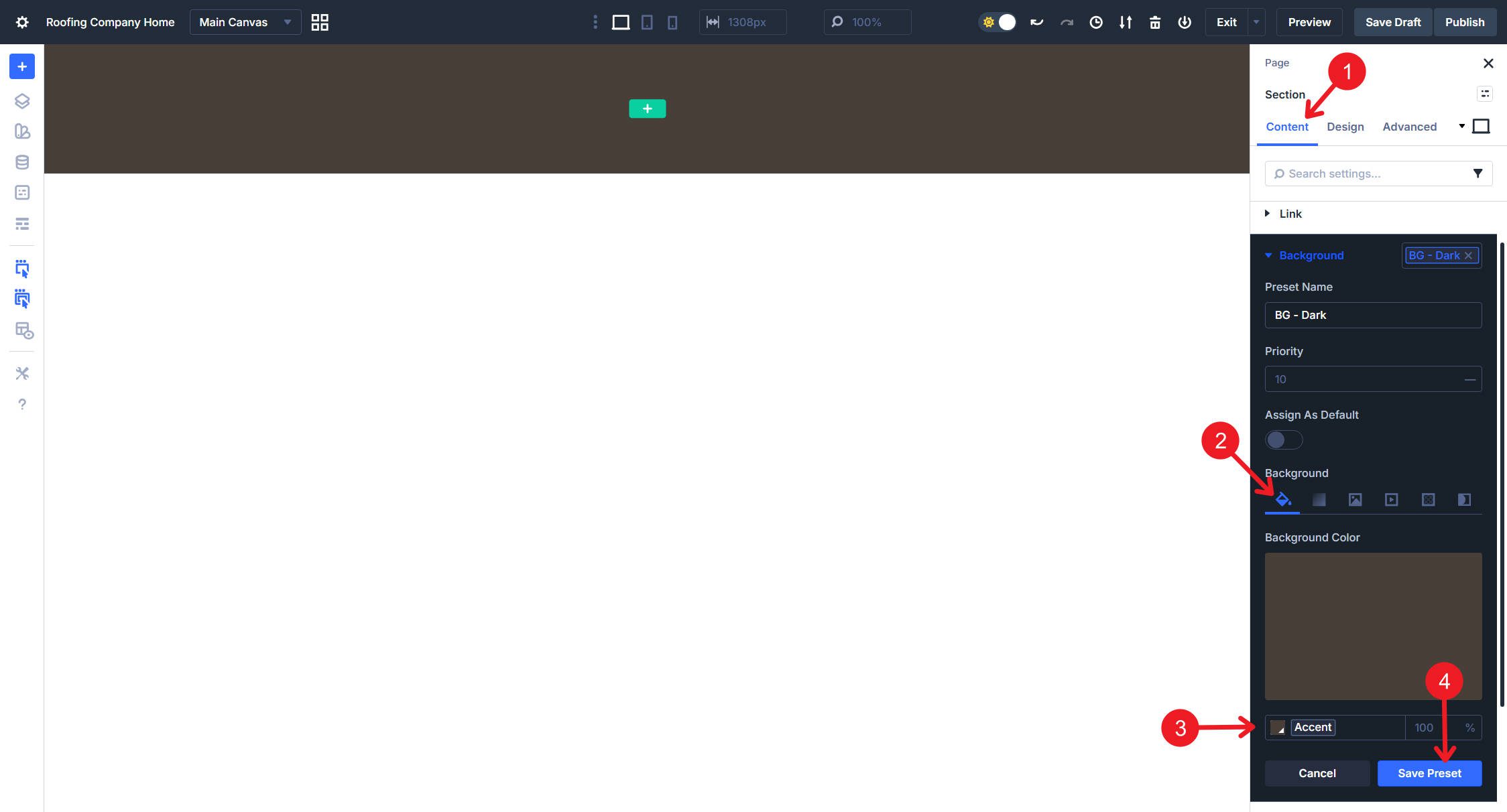 Create BG - Dark Background Option Preset