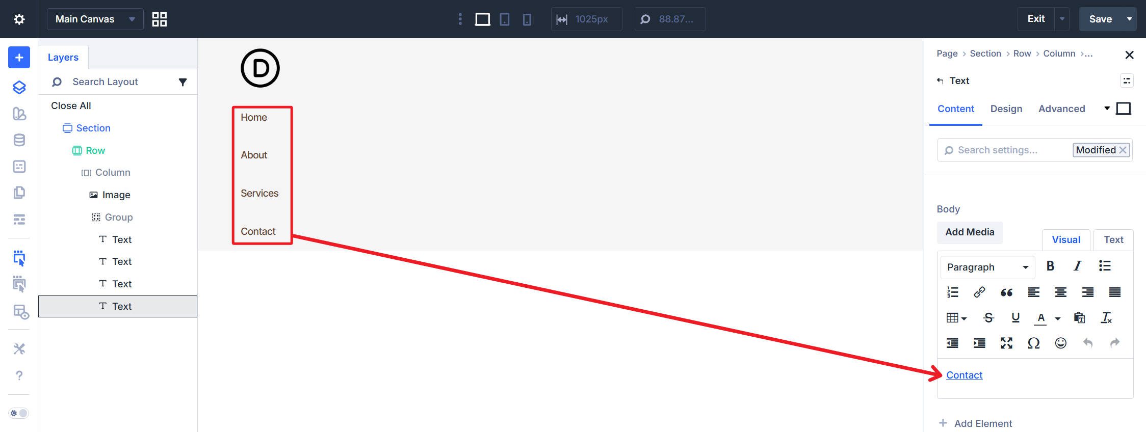 Give Each Text Module a unique text string and link