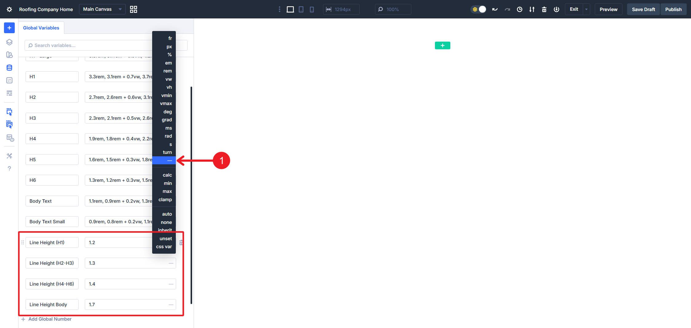 Line Height Values stored as Design Variables in Divi