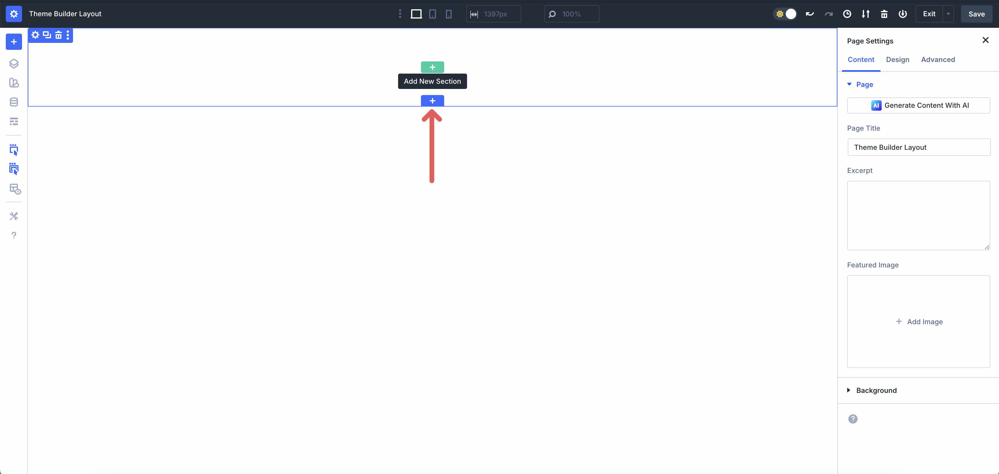 add a new section in Divi 5