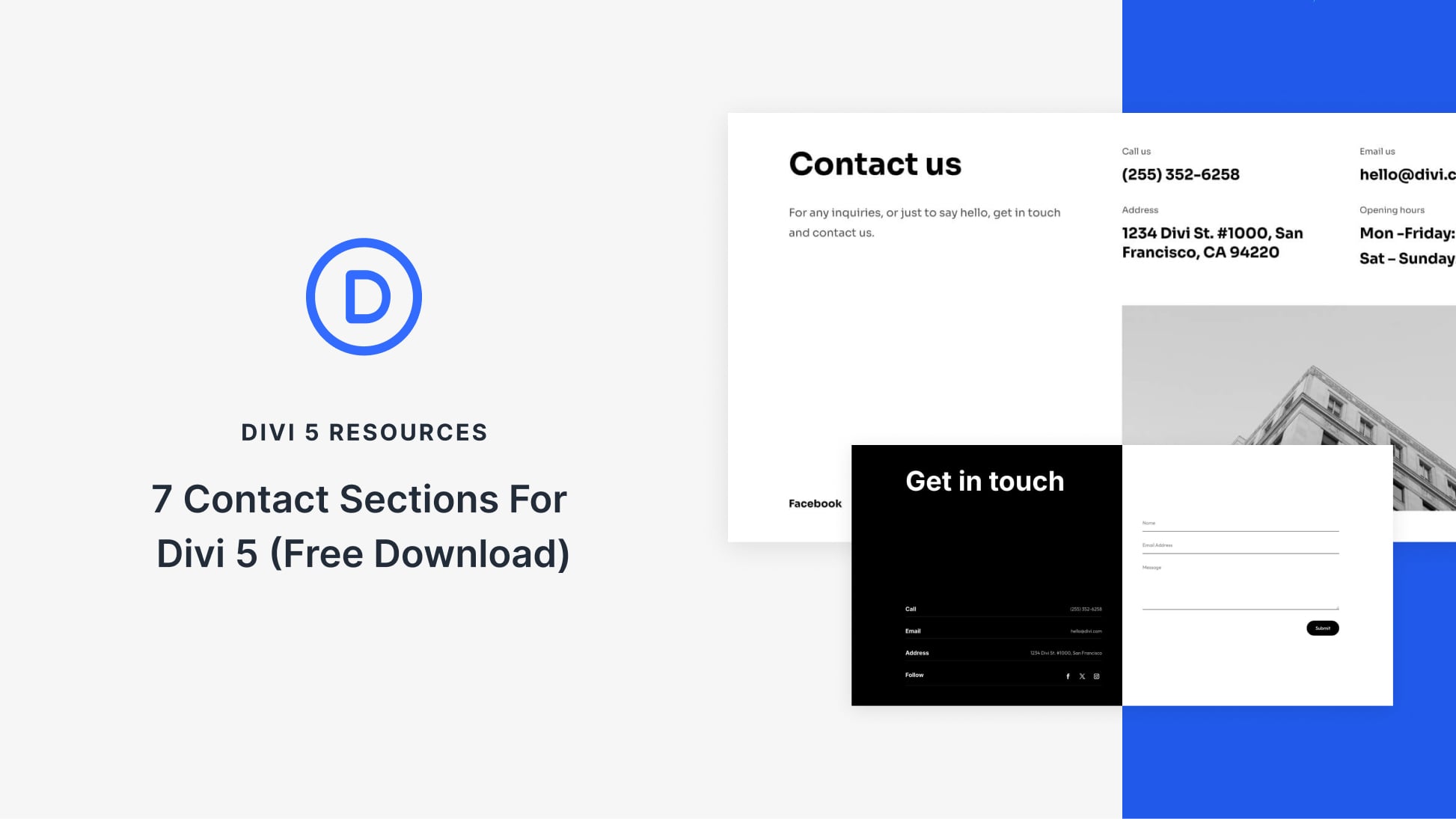 7 Contact Sections For Divi 5 (Free Download)