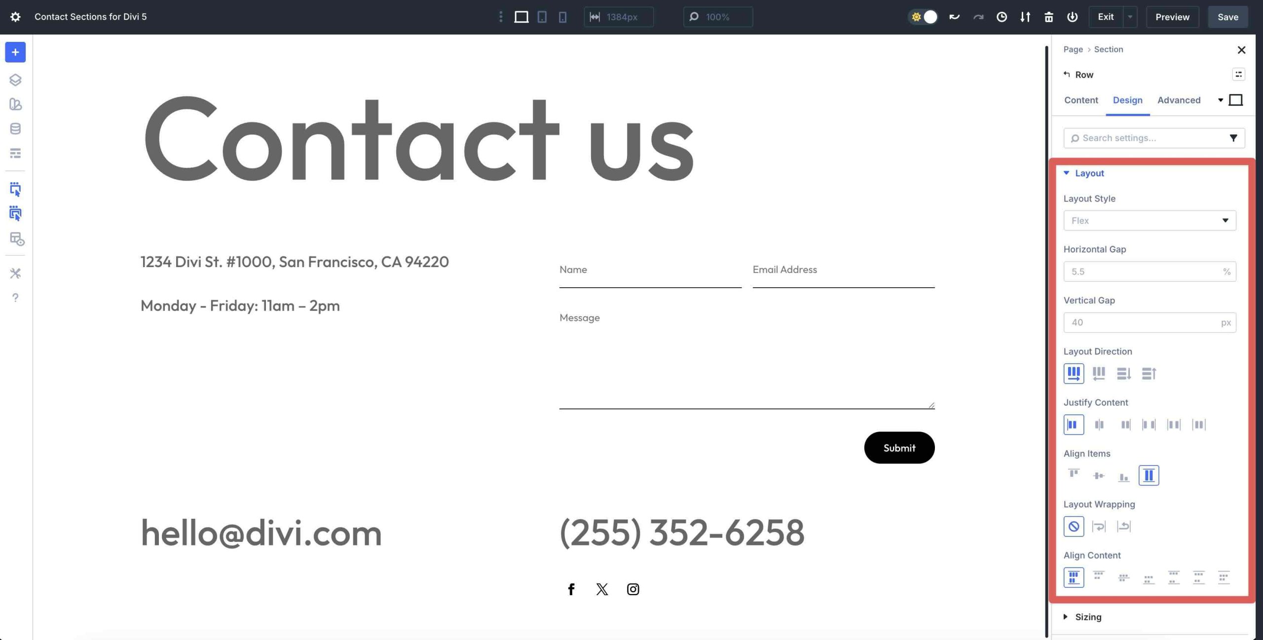 Divi 5 Flexbox properties