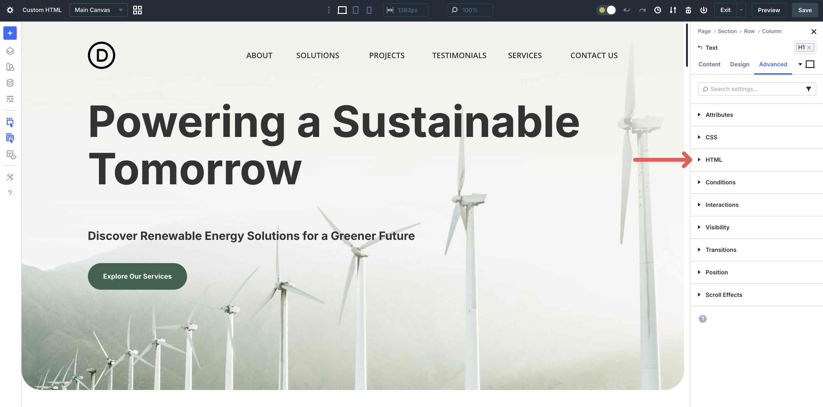HTML option group in Divi 5