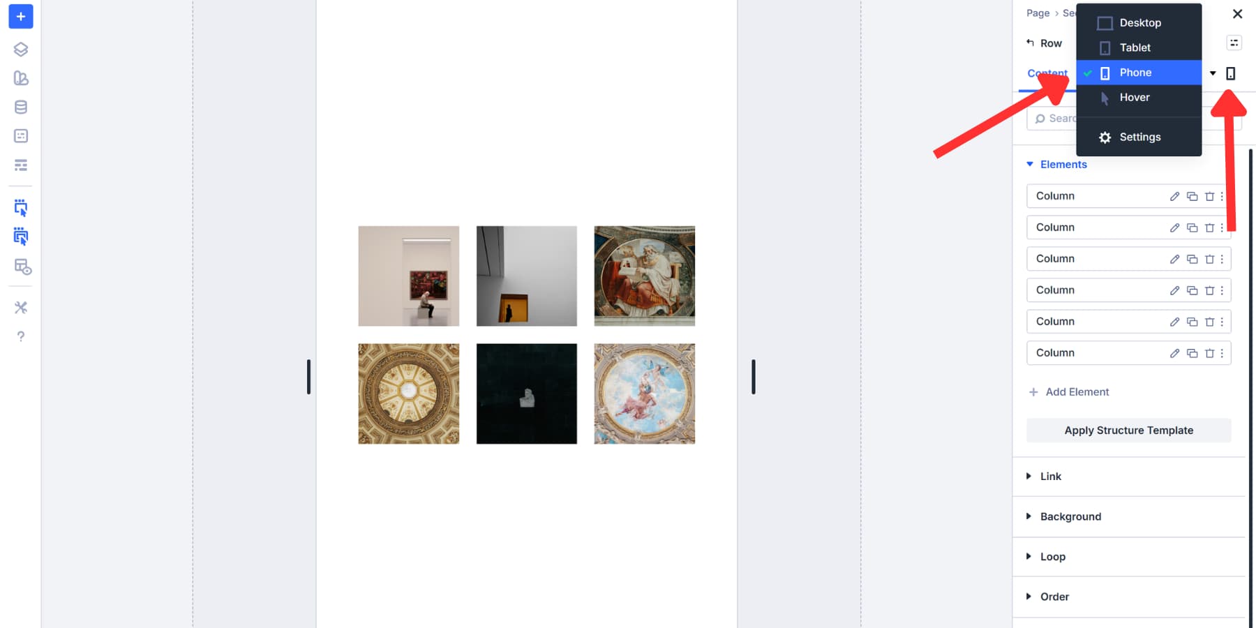 A screenshot of how to switch to a specific device breakpoint