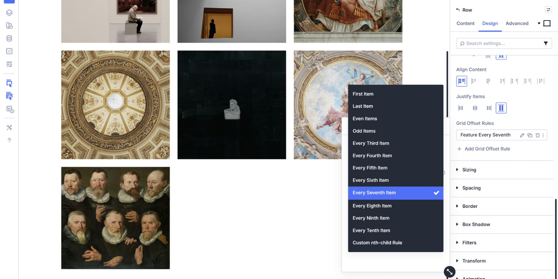A screenshot of selecting the seventh item target offset from the dropdown