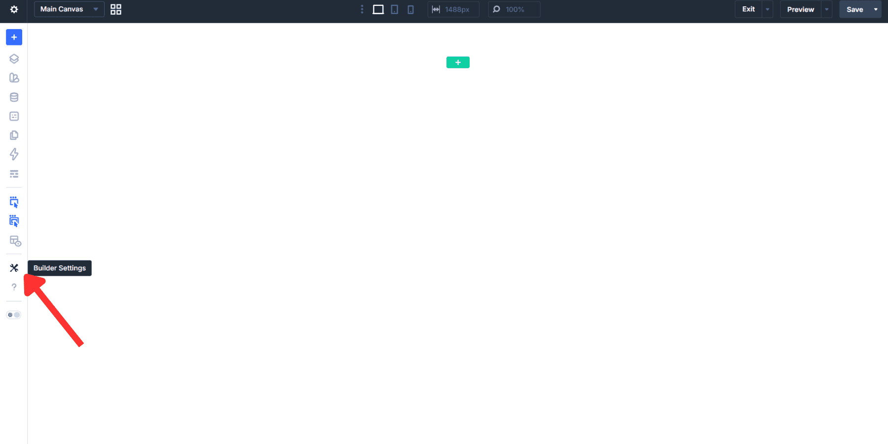 A screenshot of the builder settings icon in Divi 5
