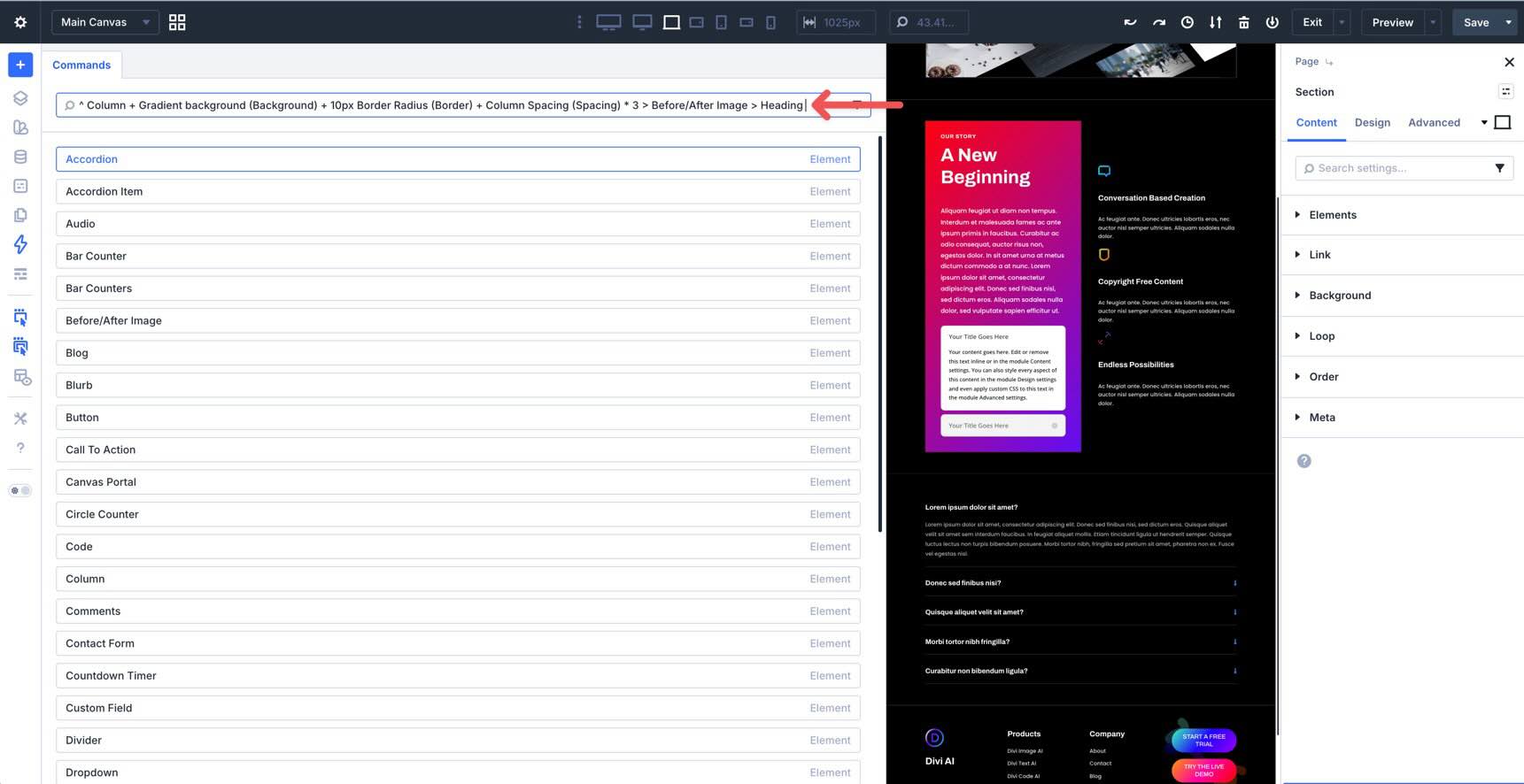 add a heading module in Divi 5