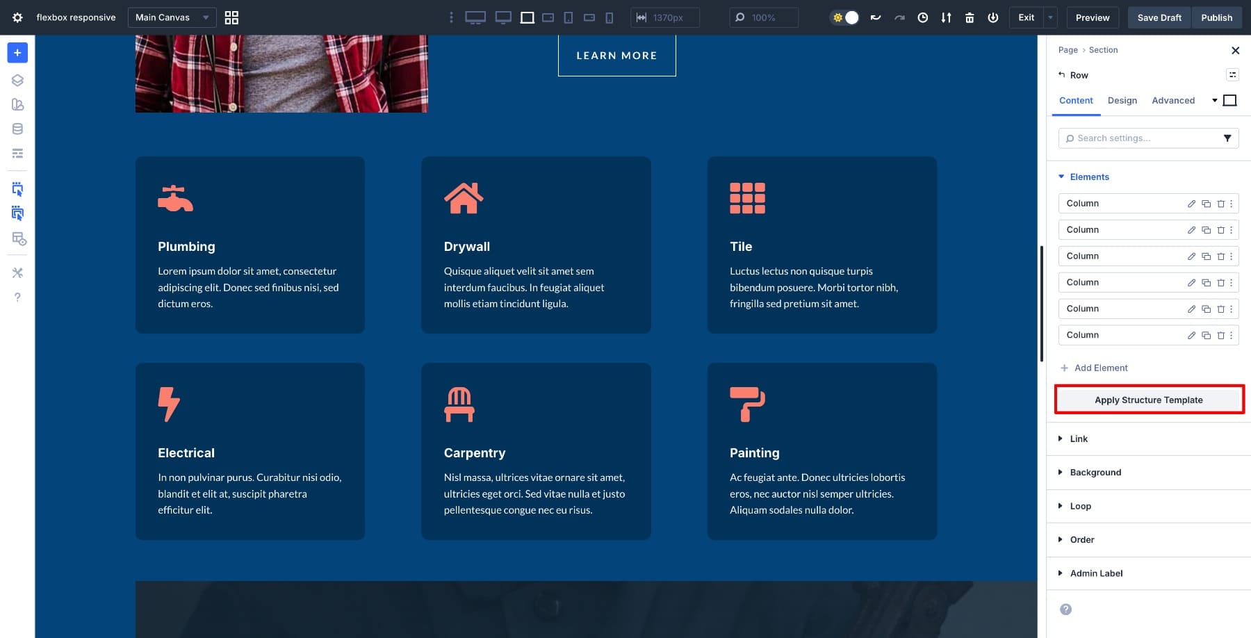 apply structure template