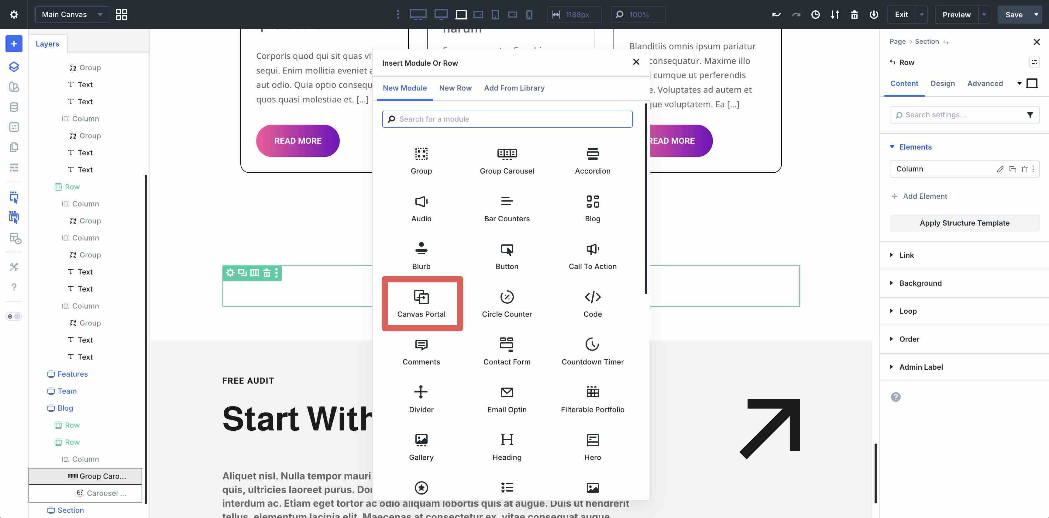 canvas portal module