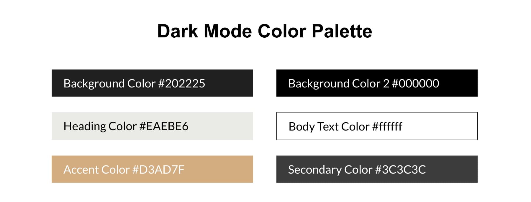 dark mode color palette