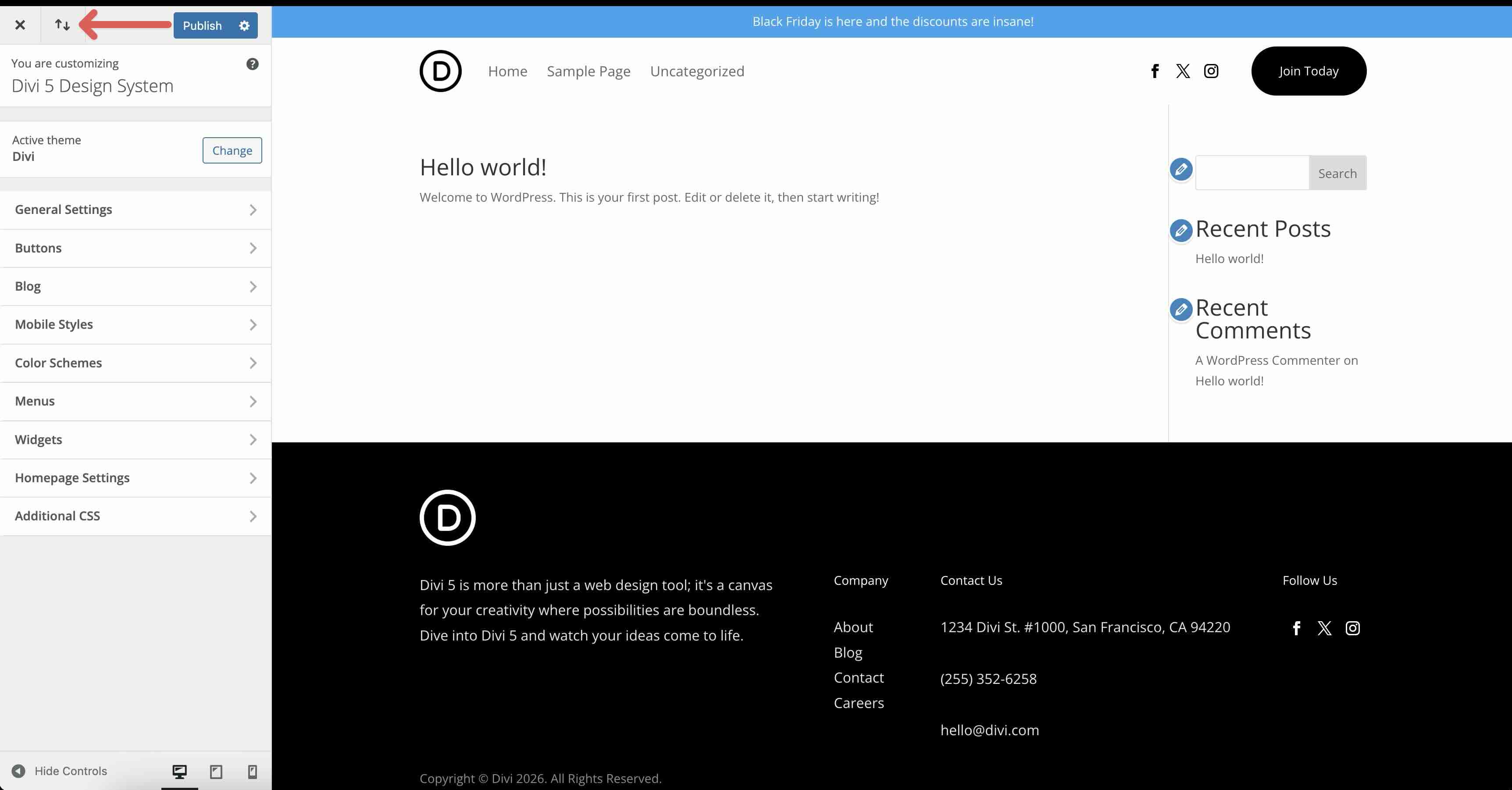 import Divi Customizer settings