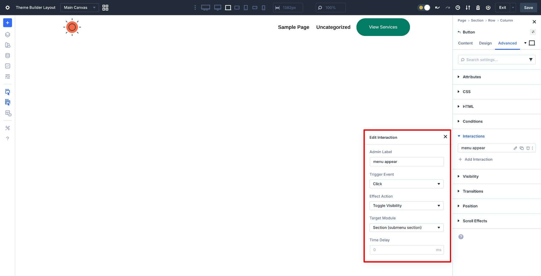 menu appear interaction