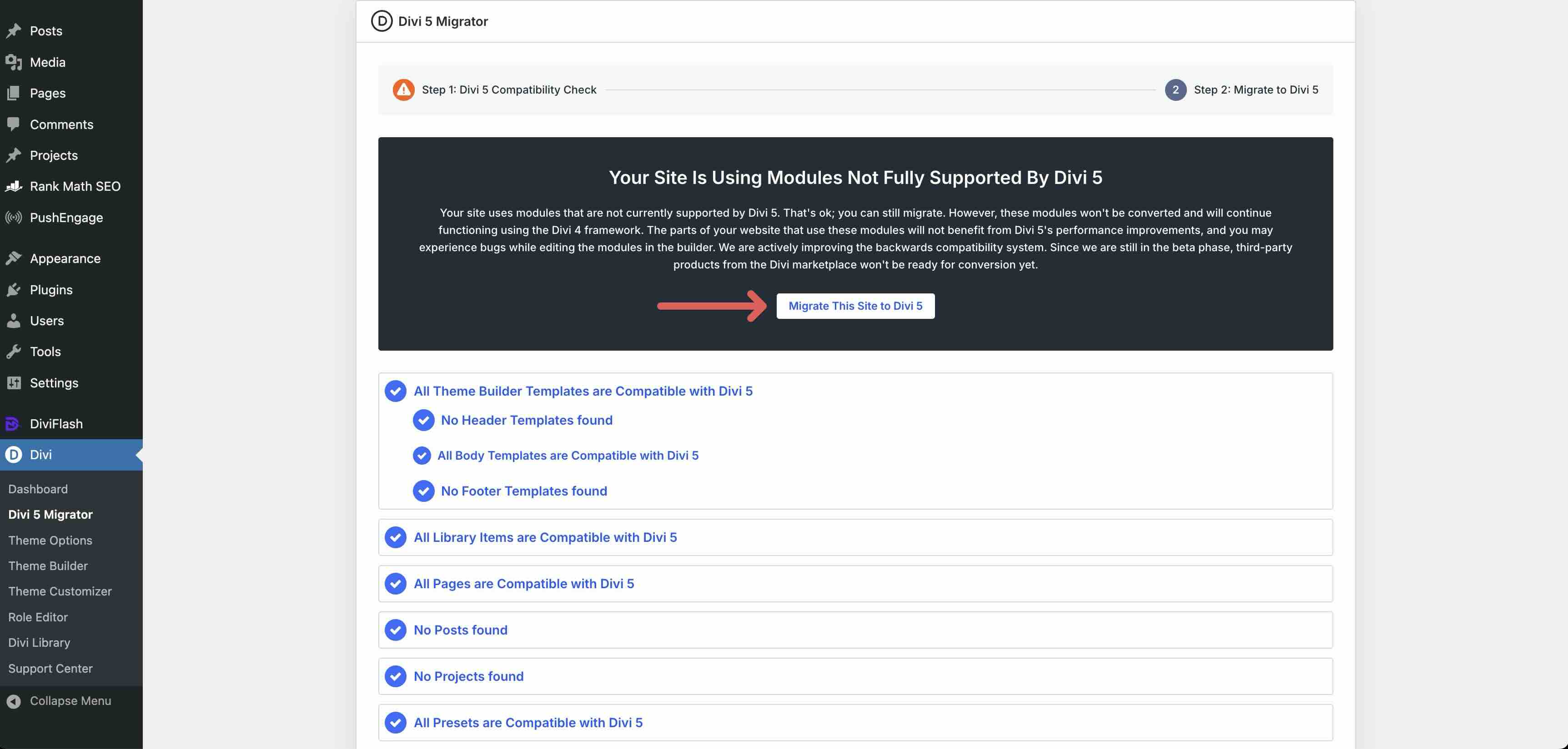 migrate your website to Divi 5