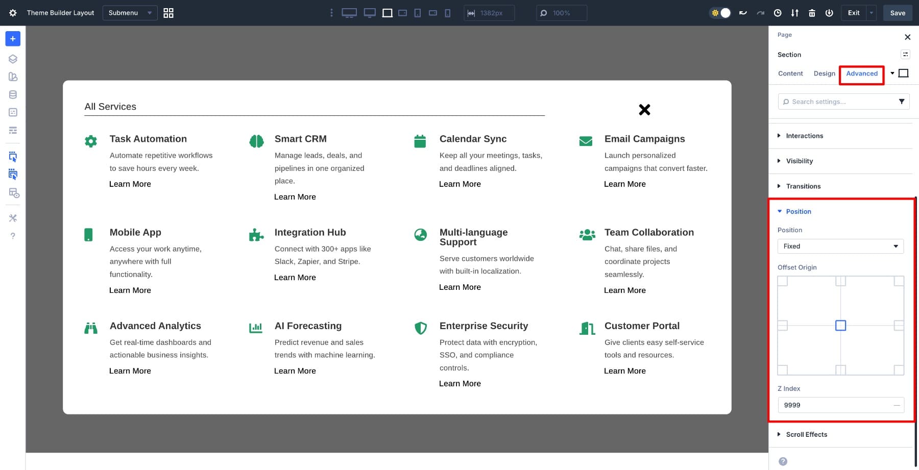 section position fixed