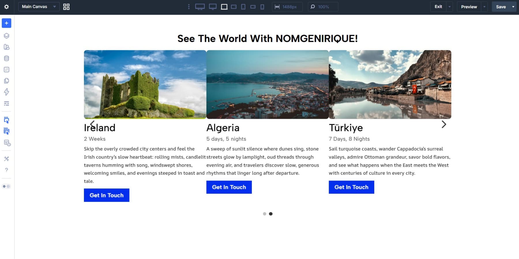 A screenshot of content added to duplicate carousel slides in Divi 5's Group Carousel