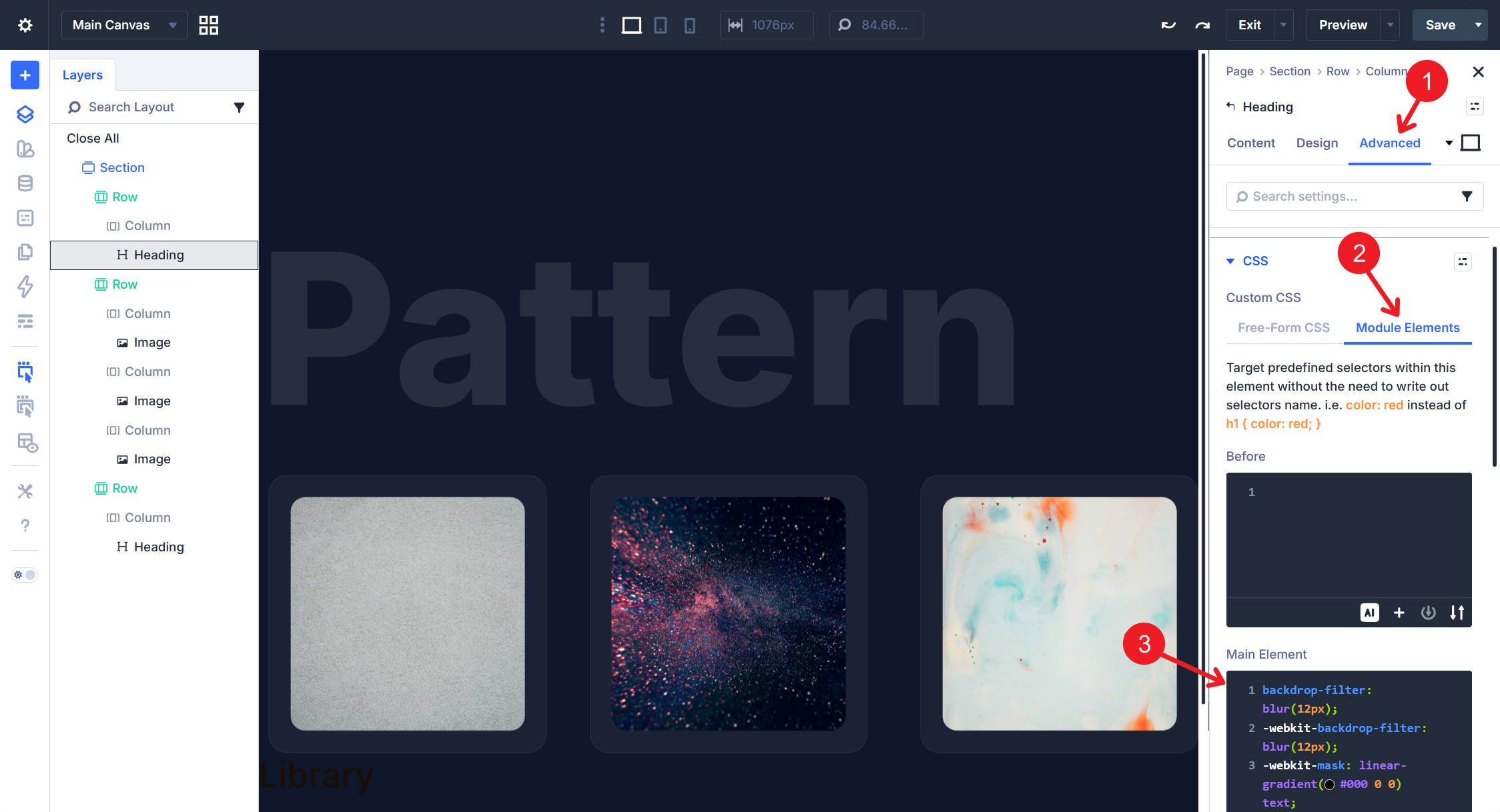 Set Heading Custom CSS in Main Element