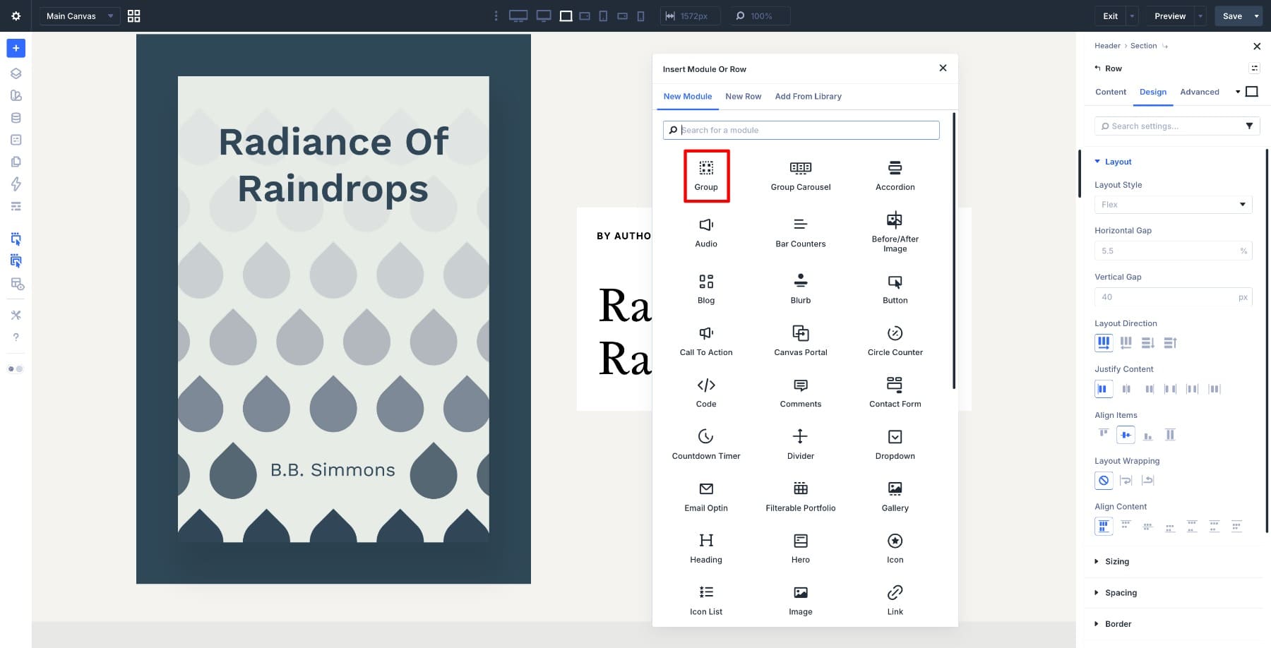 Add another module group in Divi 5