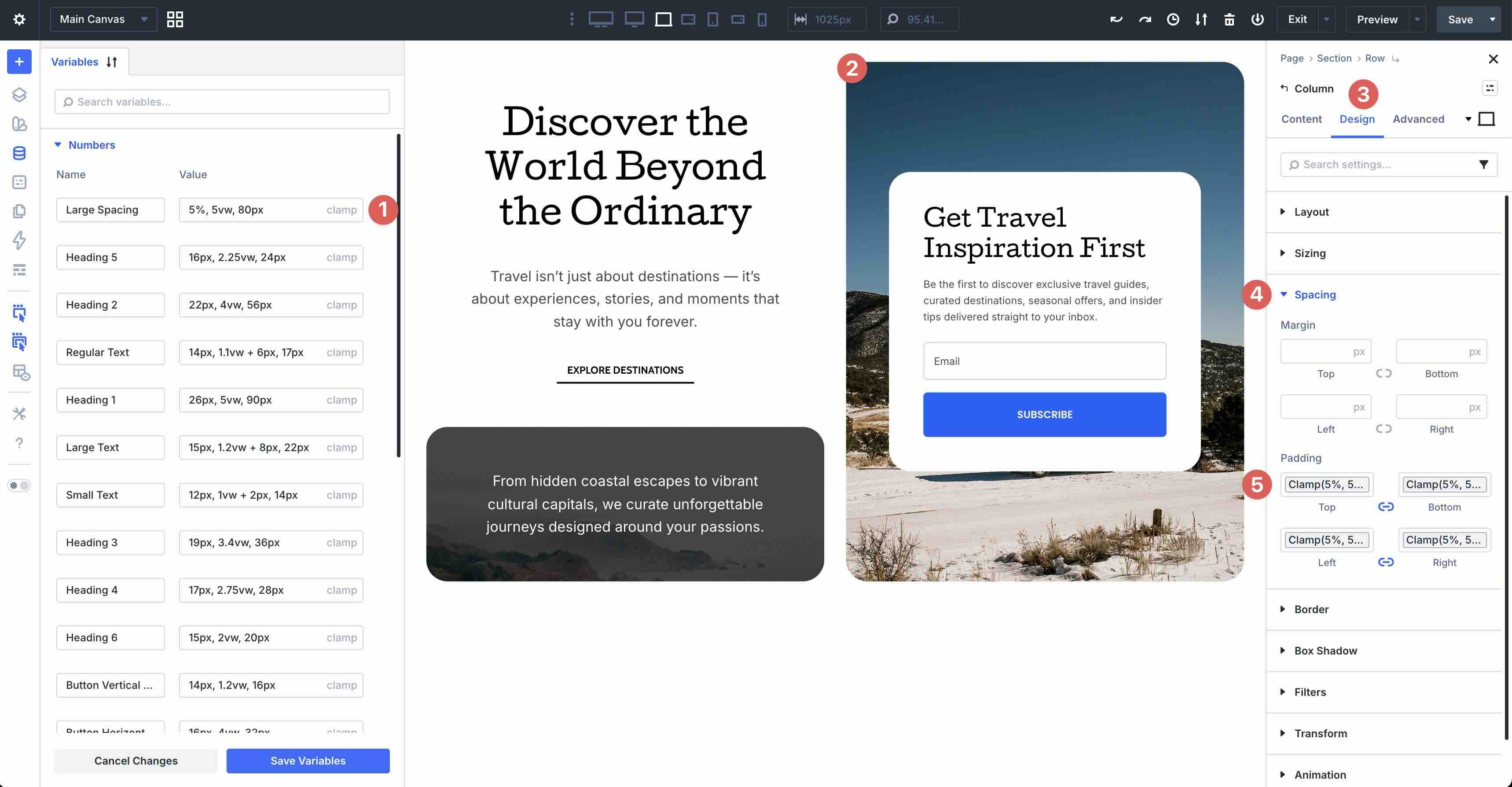 adding clamp formulas to the Variable Manager in Divi 5