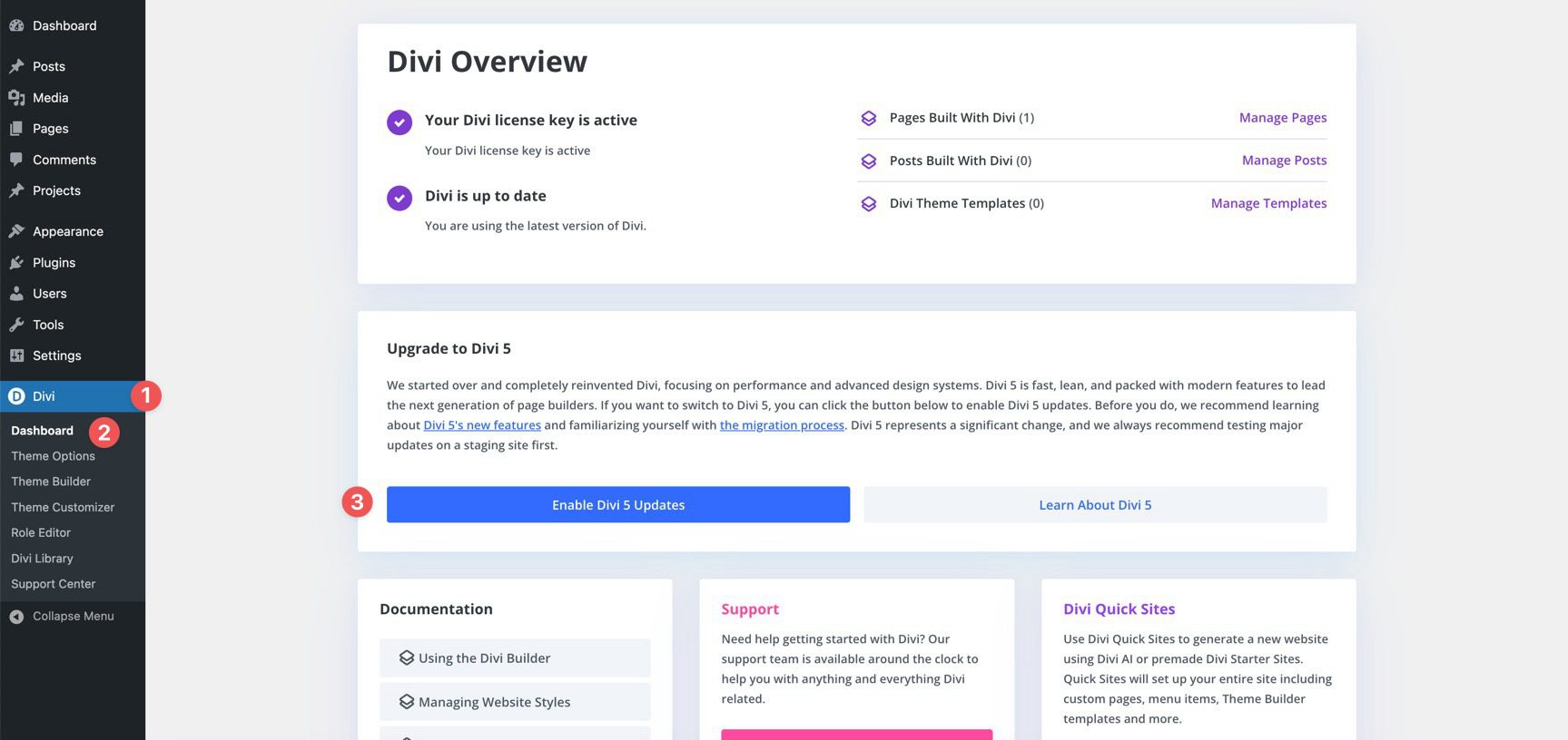 install Divi 5 on an existing site