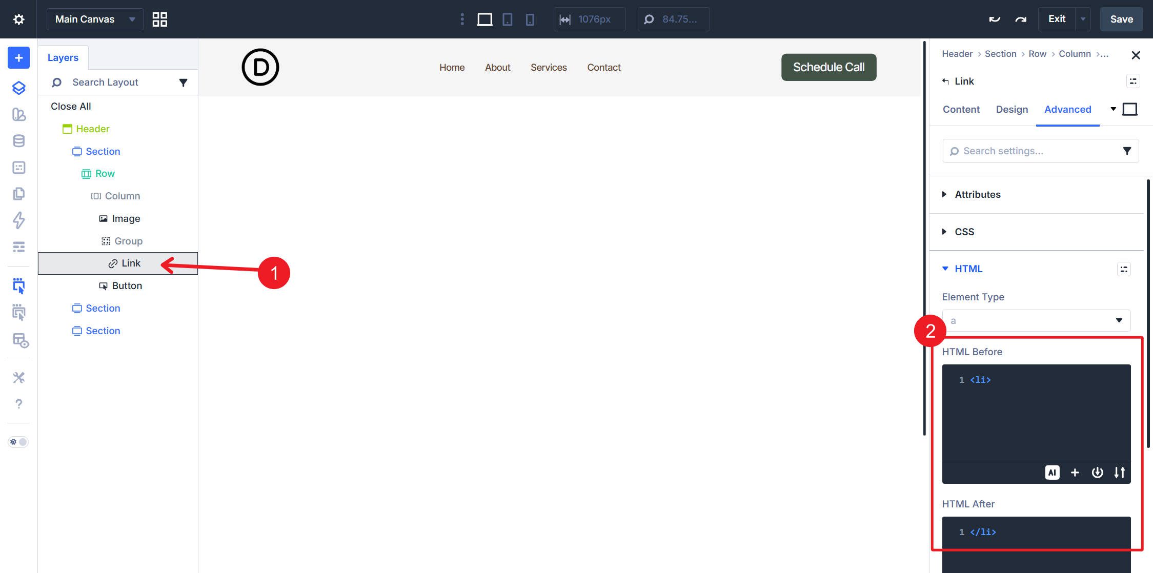 flat menu link module html bfr aftr li