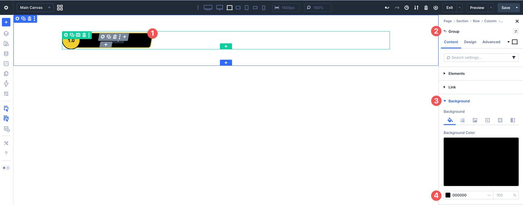 Assigning a background color to a Group in Divi 5