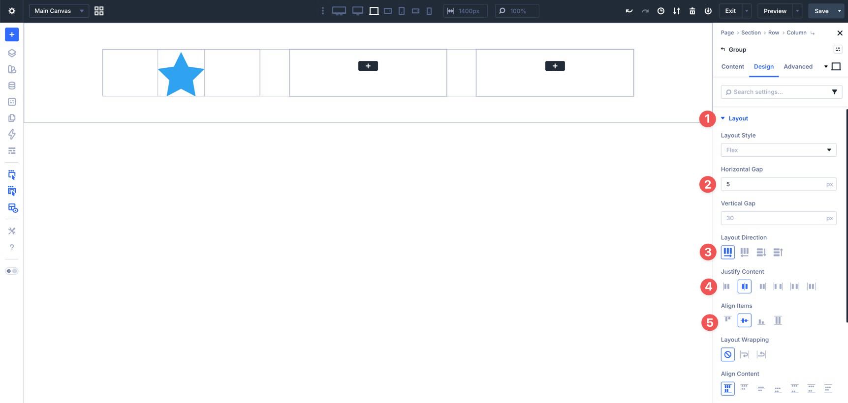 Group flexbox settings in Divi 5