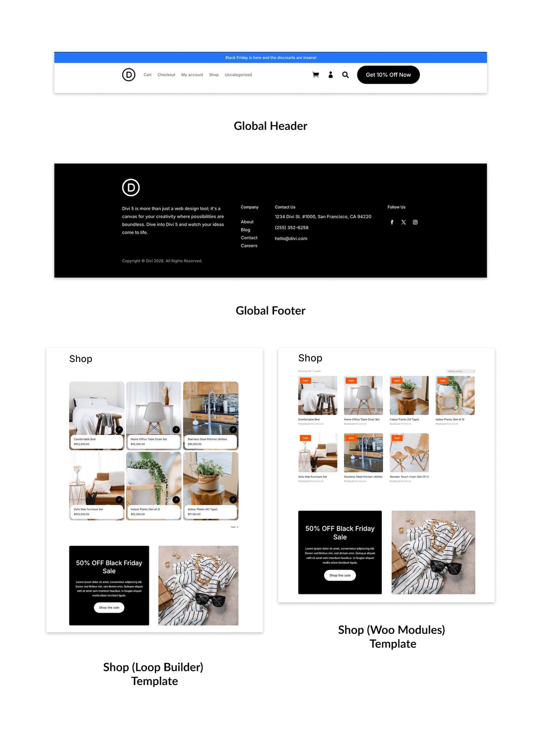 header footer shop layouts