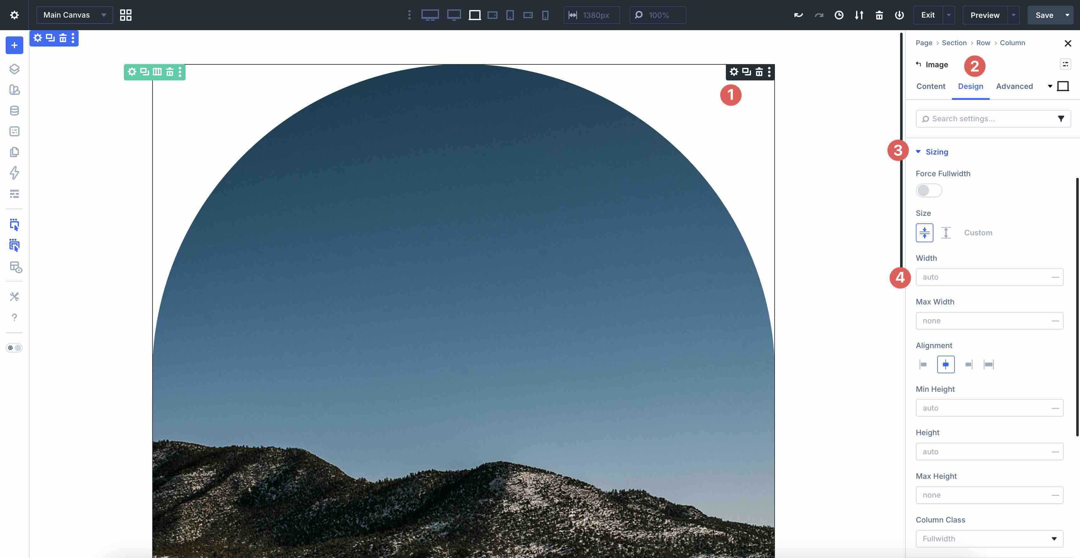 sizing images in Divi 5