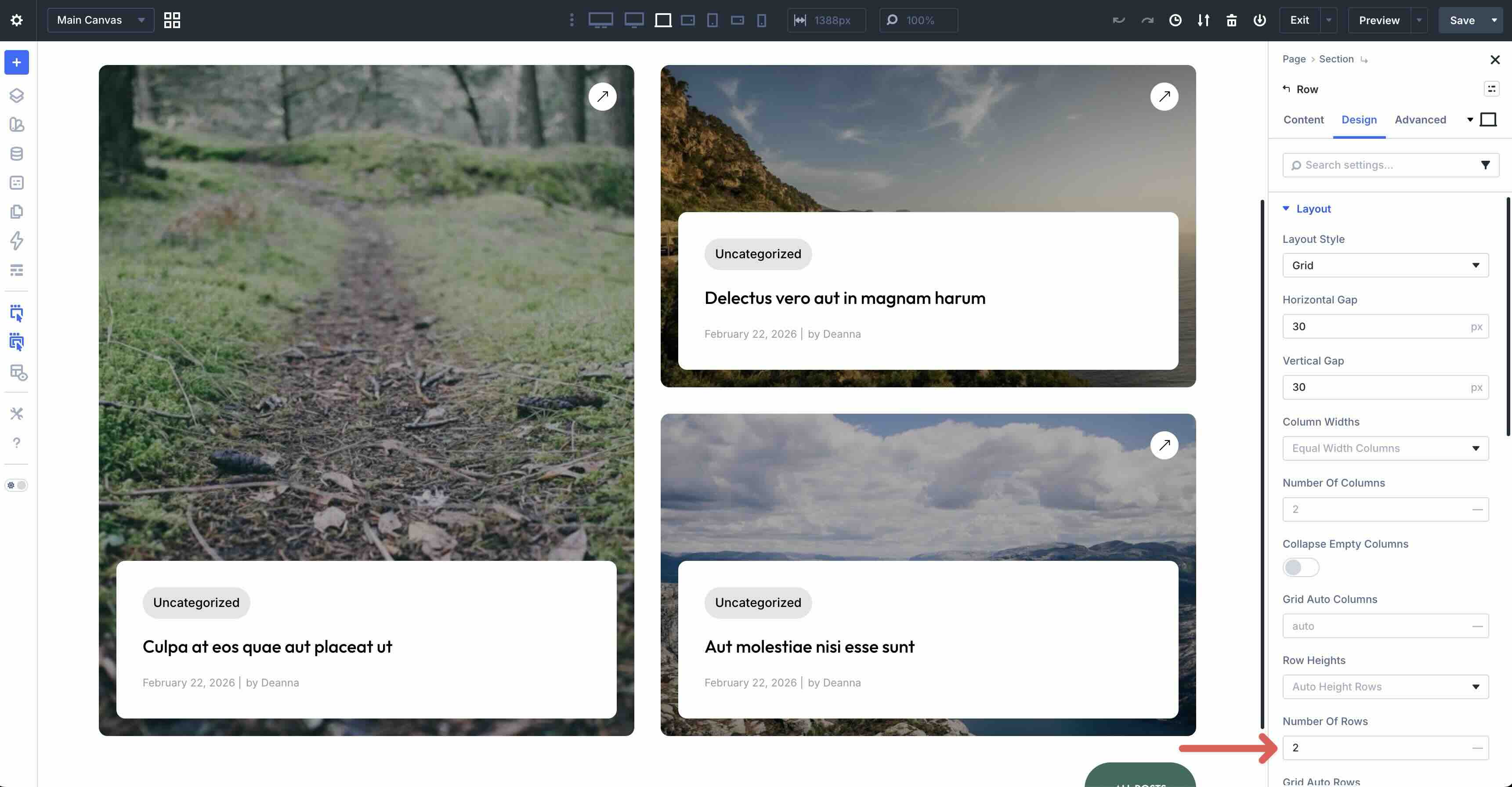 adjusting the number of rows on mobile