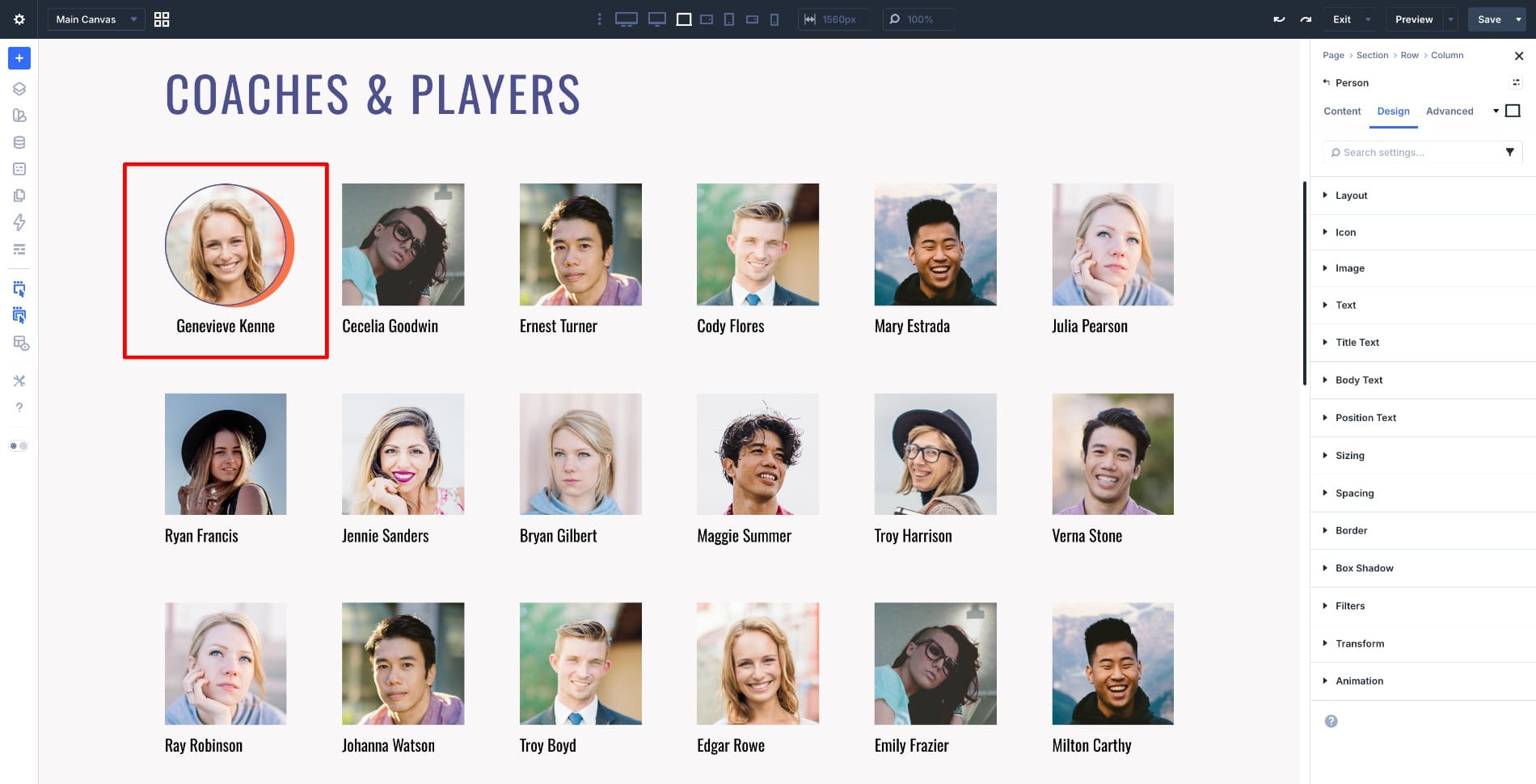 Styled Person module in Divi 5