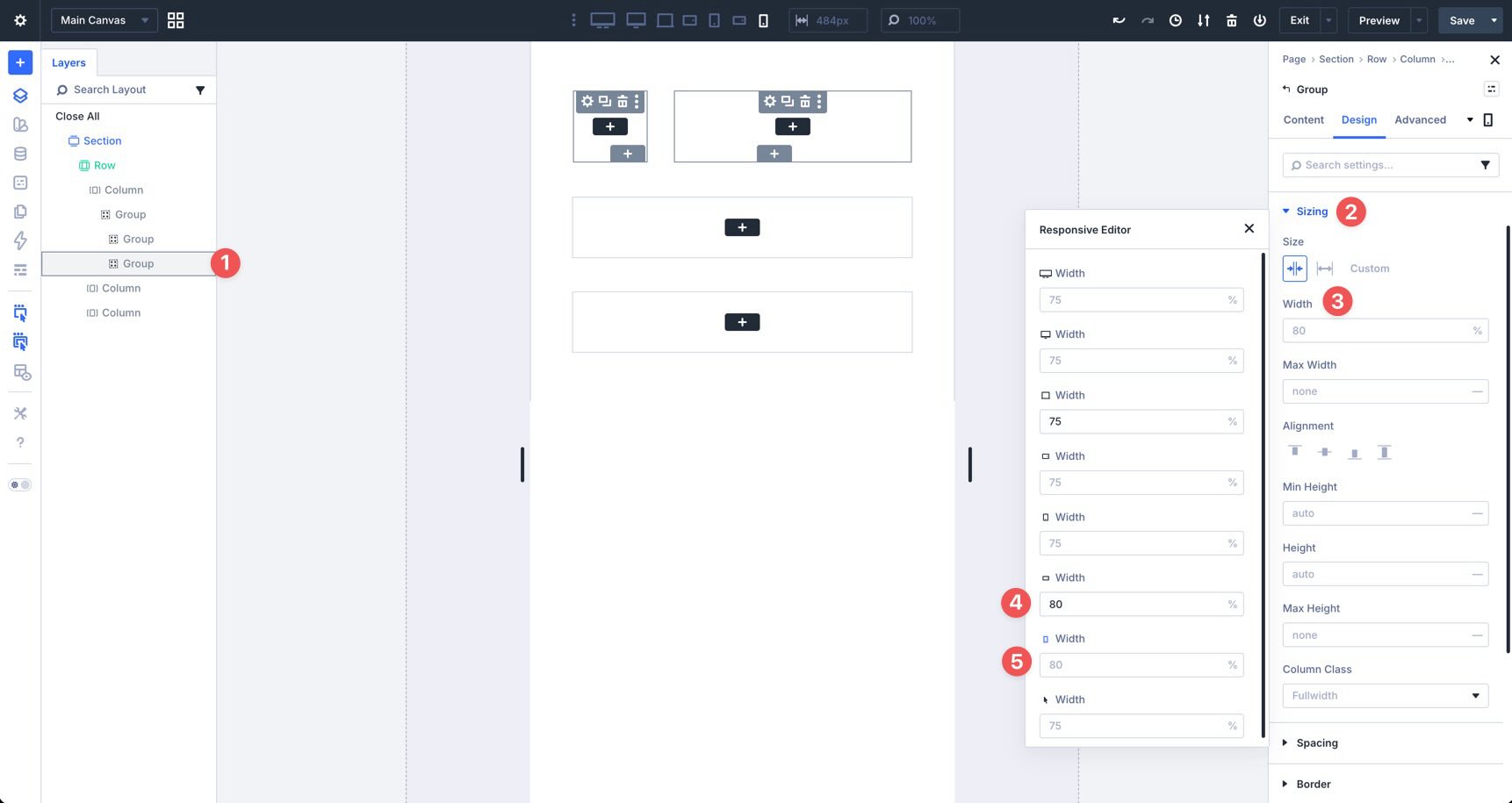 Sizing nested Groups in Divi 5