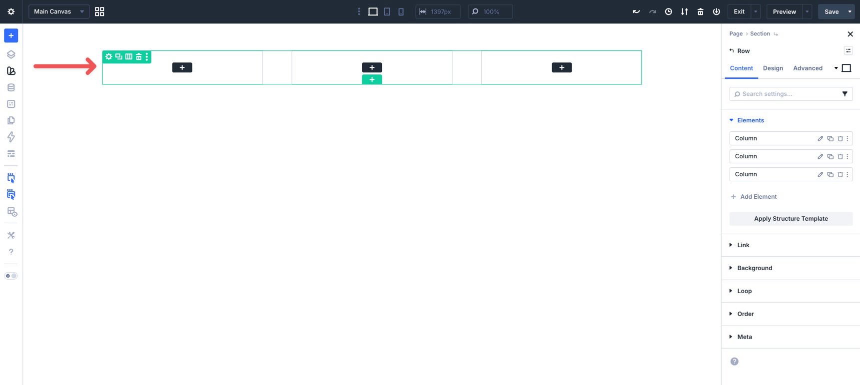 Adding a three-column row in Divi 5