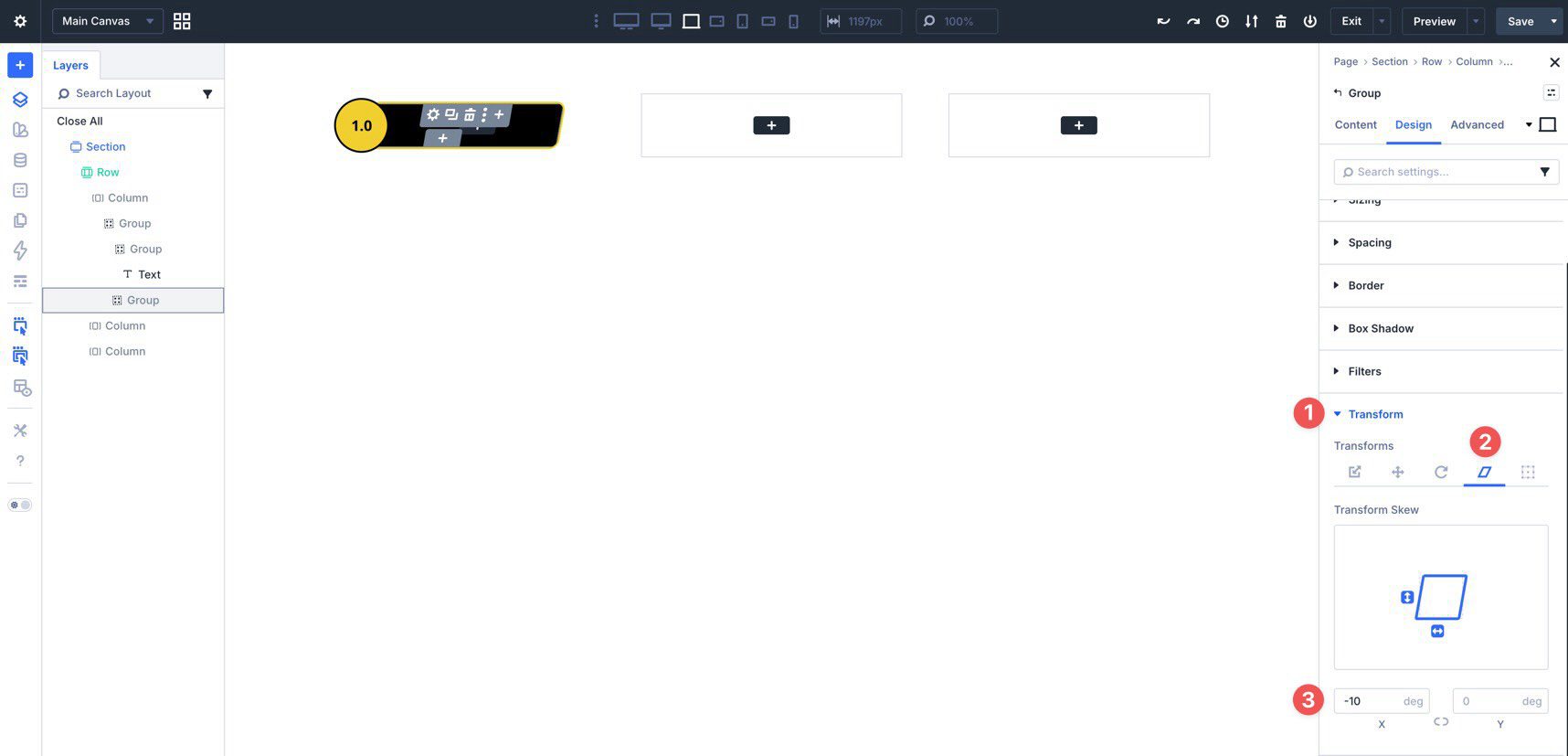 Transform settings in Divi 5