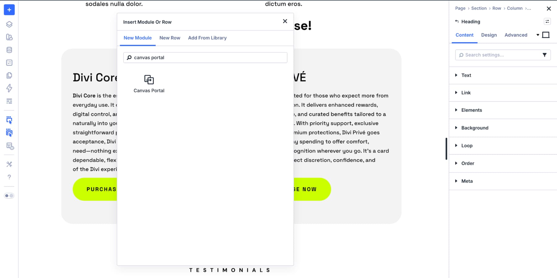 Canvas Portal Module in Divi 5