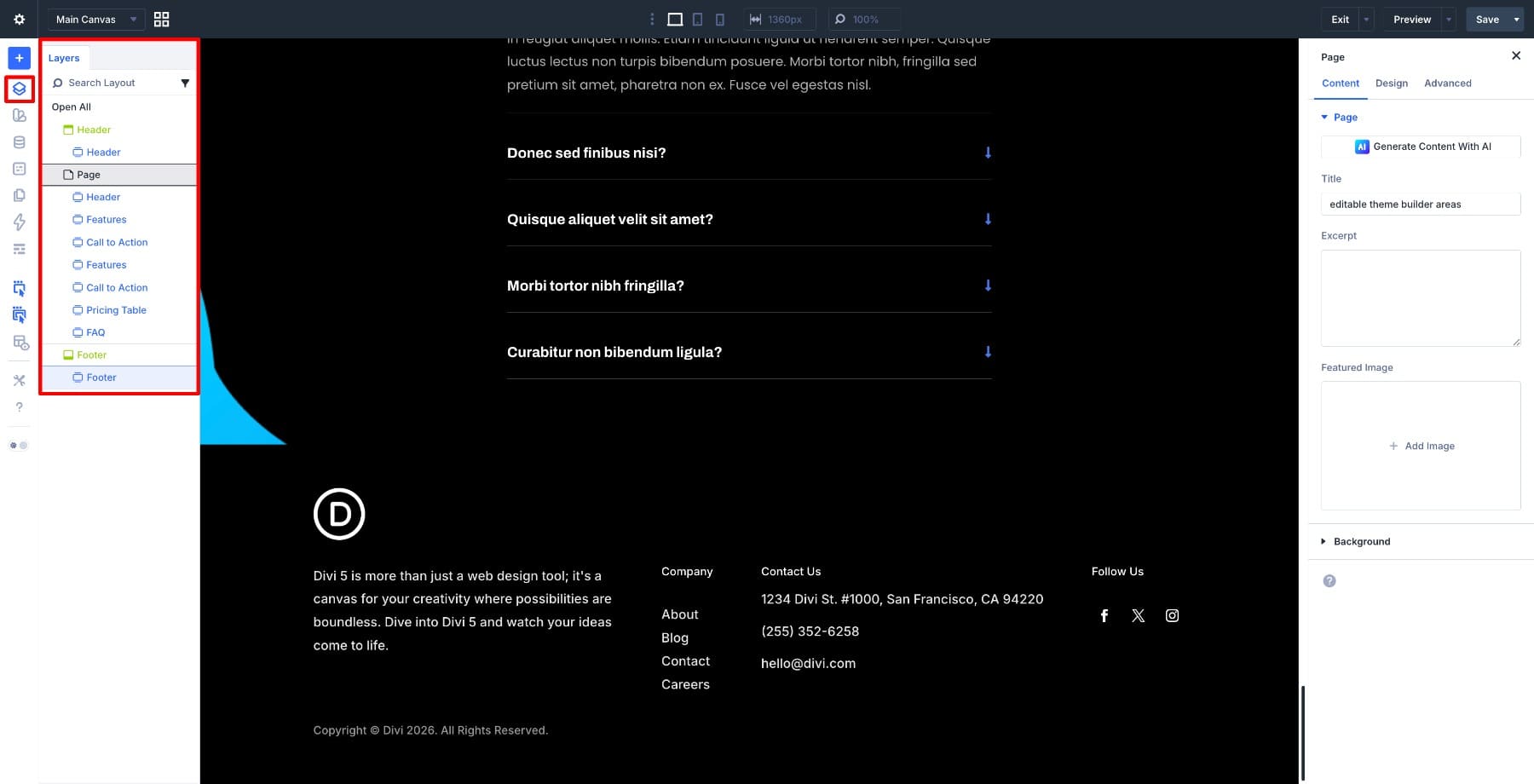Layers panel in Divi 5