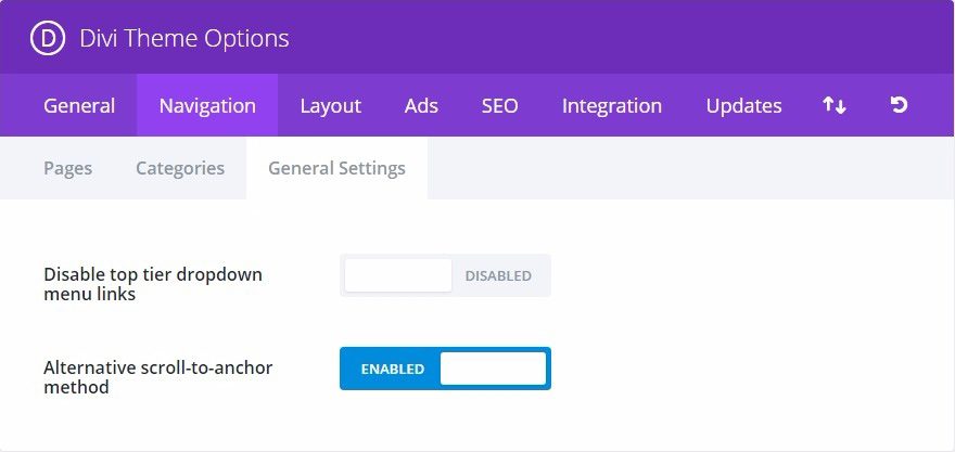 Divi Theme Alternative Scroll to Anchor Option